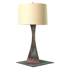 Large Postmodern Verdigris Patina Metal Table Lamp