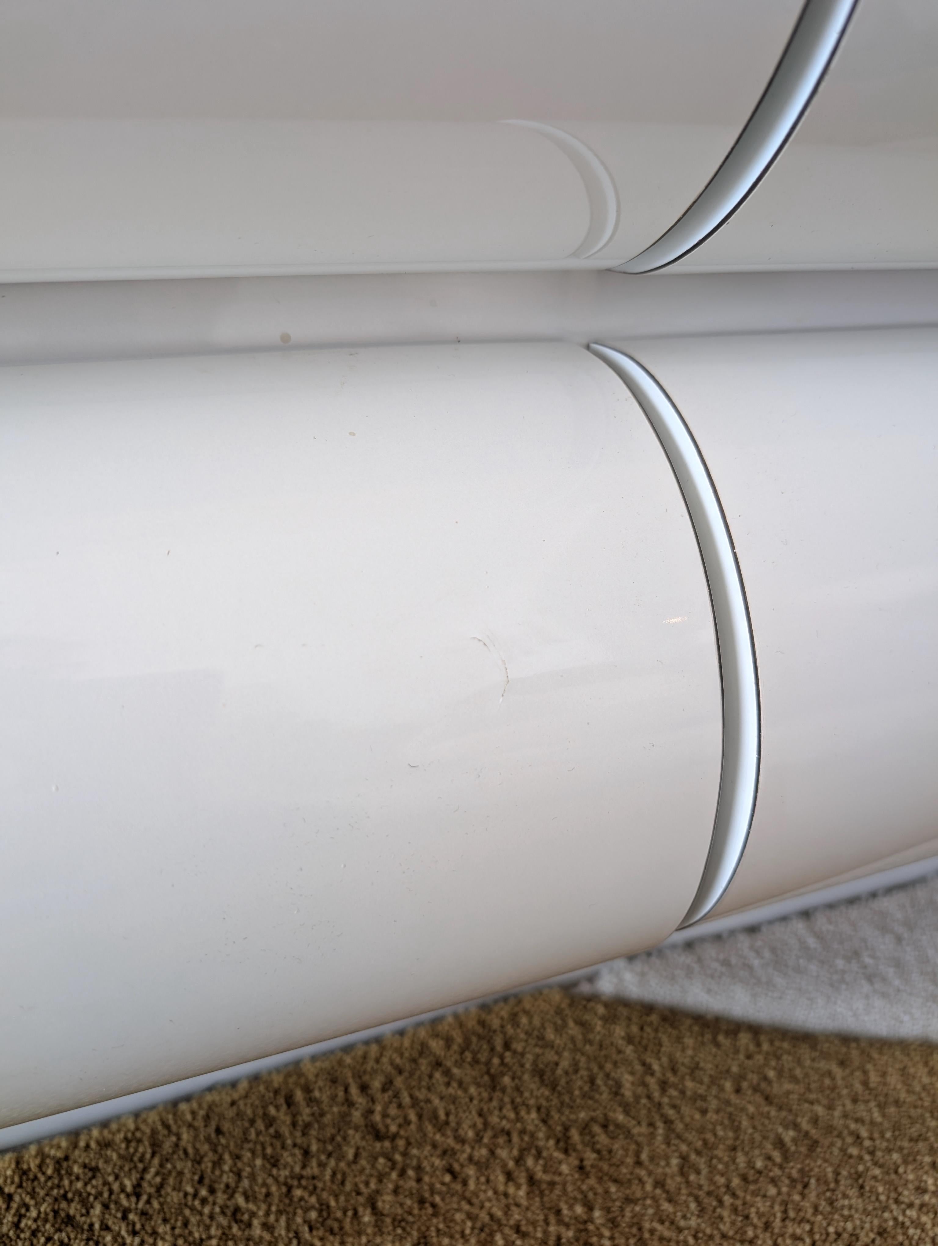 Large postmodern white laminate bullnose sideboard with drawers: ONE available For Sale 11