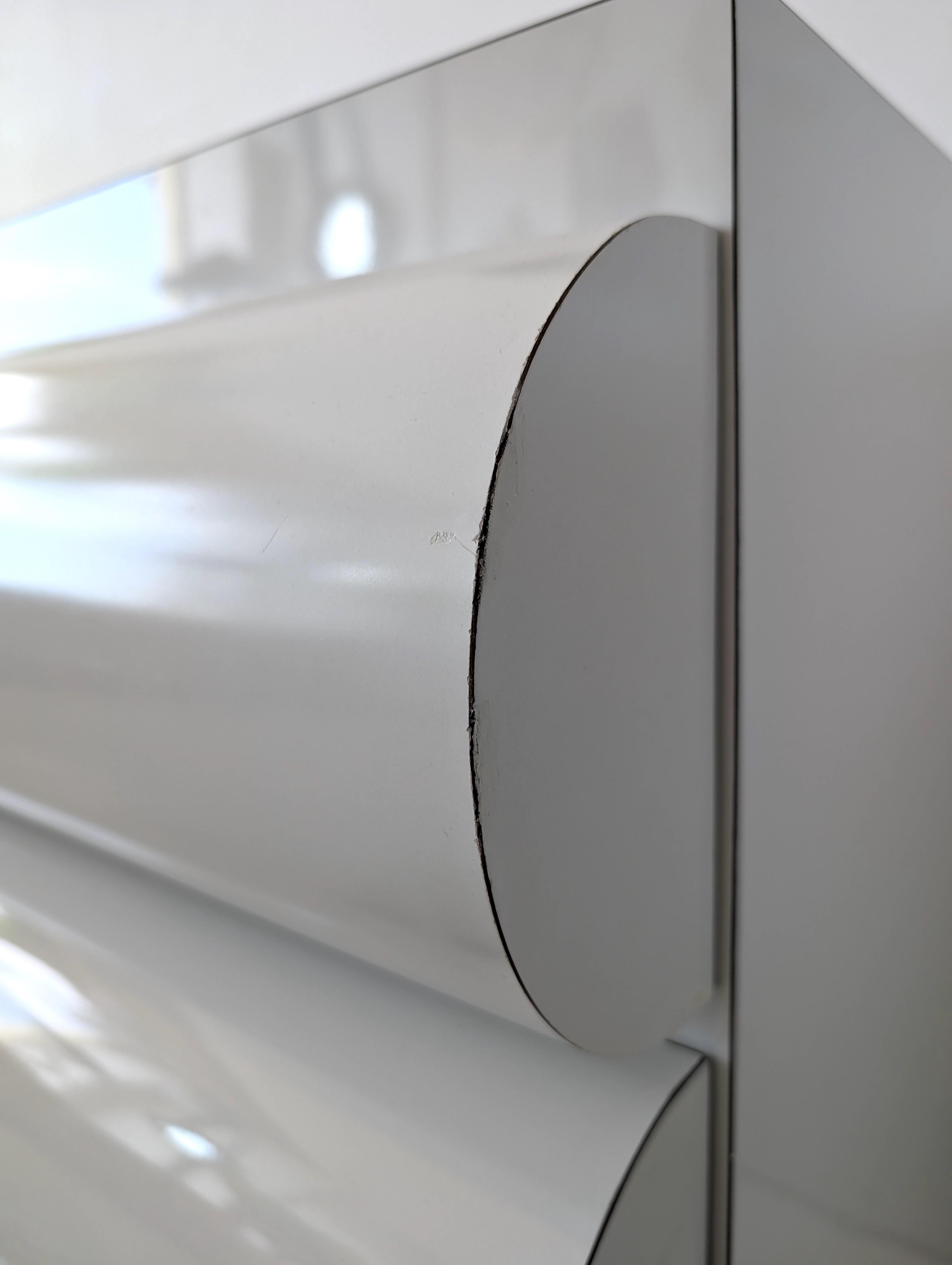 Large postmodern white laminate bullnose sideboard with drawers: ONE available For Sale 13