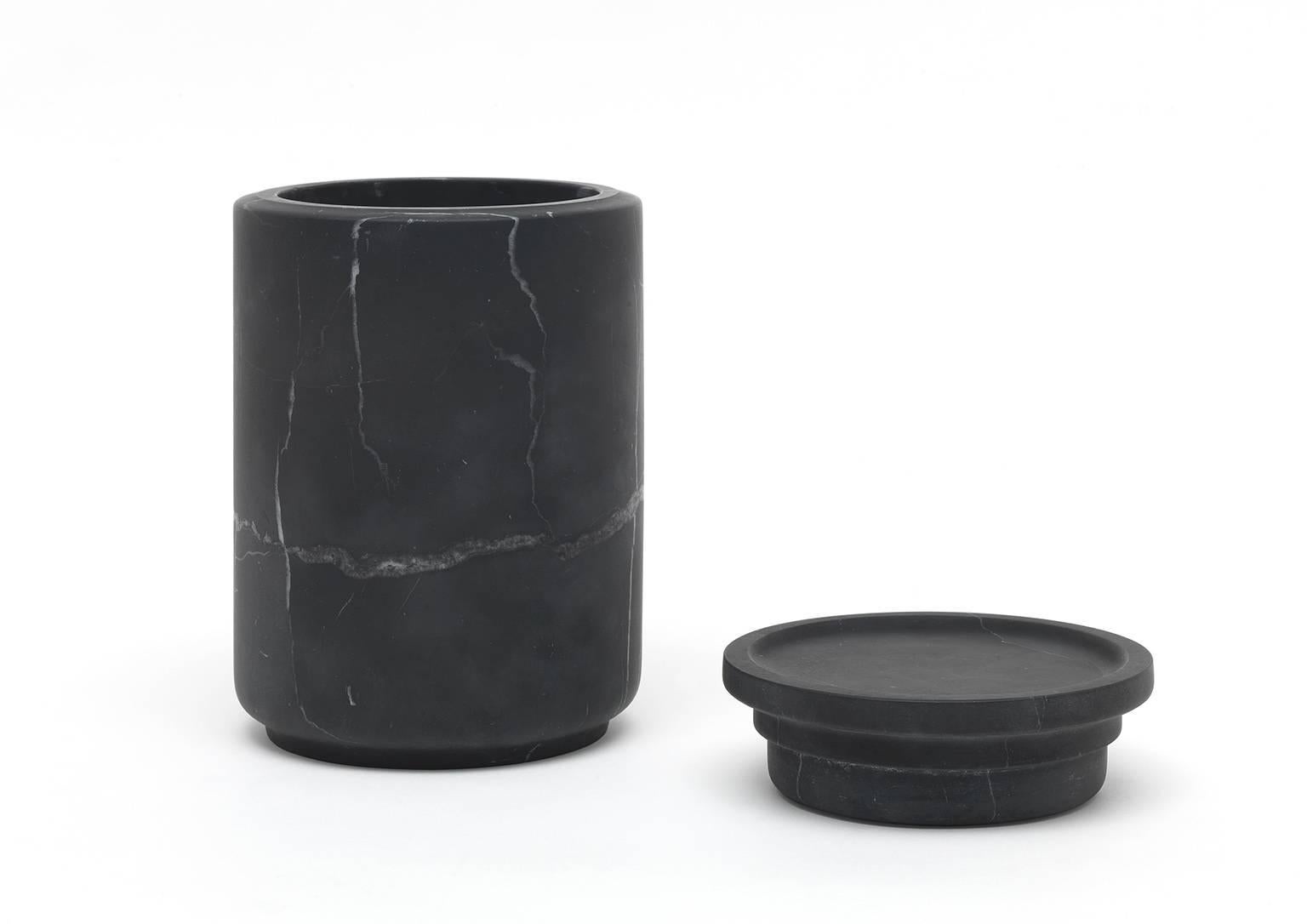 Modern Large Pot in Black Marquinia Marble by Ivan Colominas, Italy in Stock For Sale