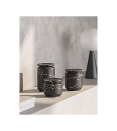 Large Pot in Black Marquinia Marble by Ivan Colominas, Italy in Stock