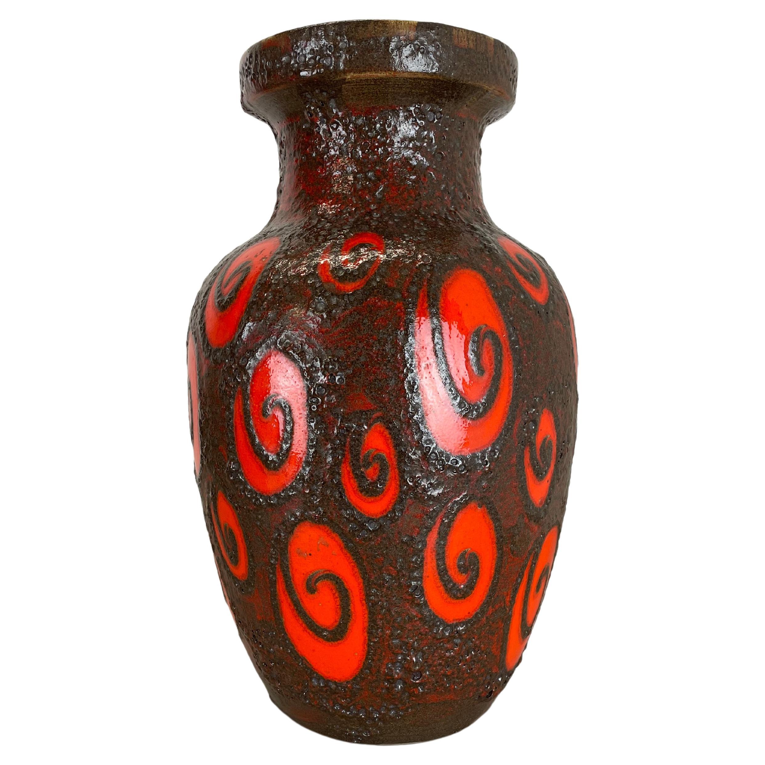 Large Pottery Fat Lava "brown-red" 241-47 Floor Vase Made by Scheurich, 1970s For Sale