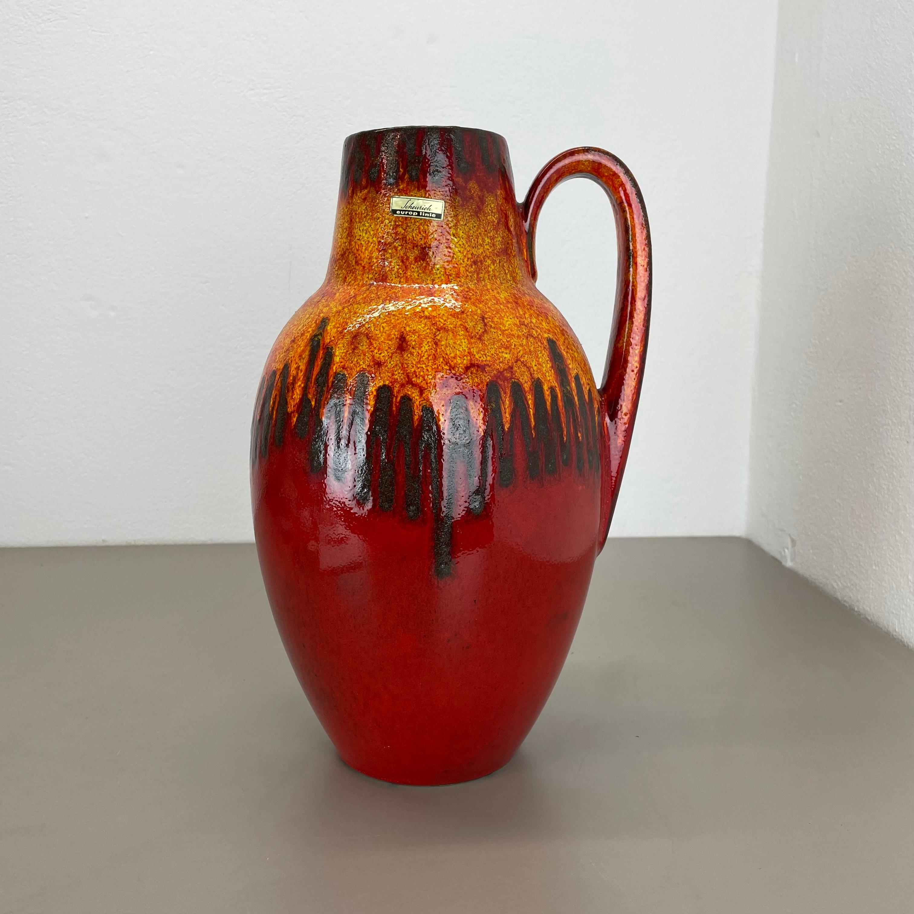 Article:

Fat lava art vase extra large version


Model: 279-38


Producer:

Scheurich, Germany



Decade:

1970s


Description:

This original vintage vase was produced in the 1970s in Germany. It is made of ceramic pottery in fat lava optic with
