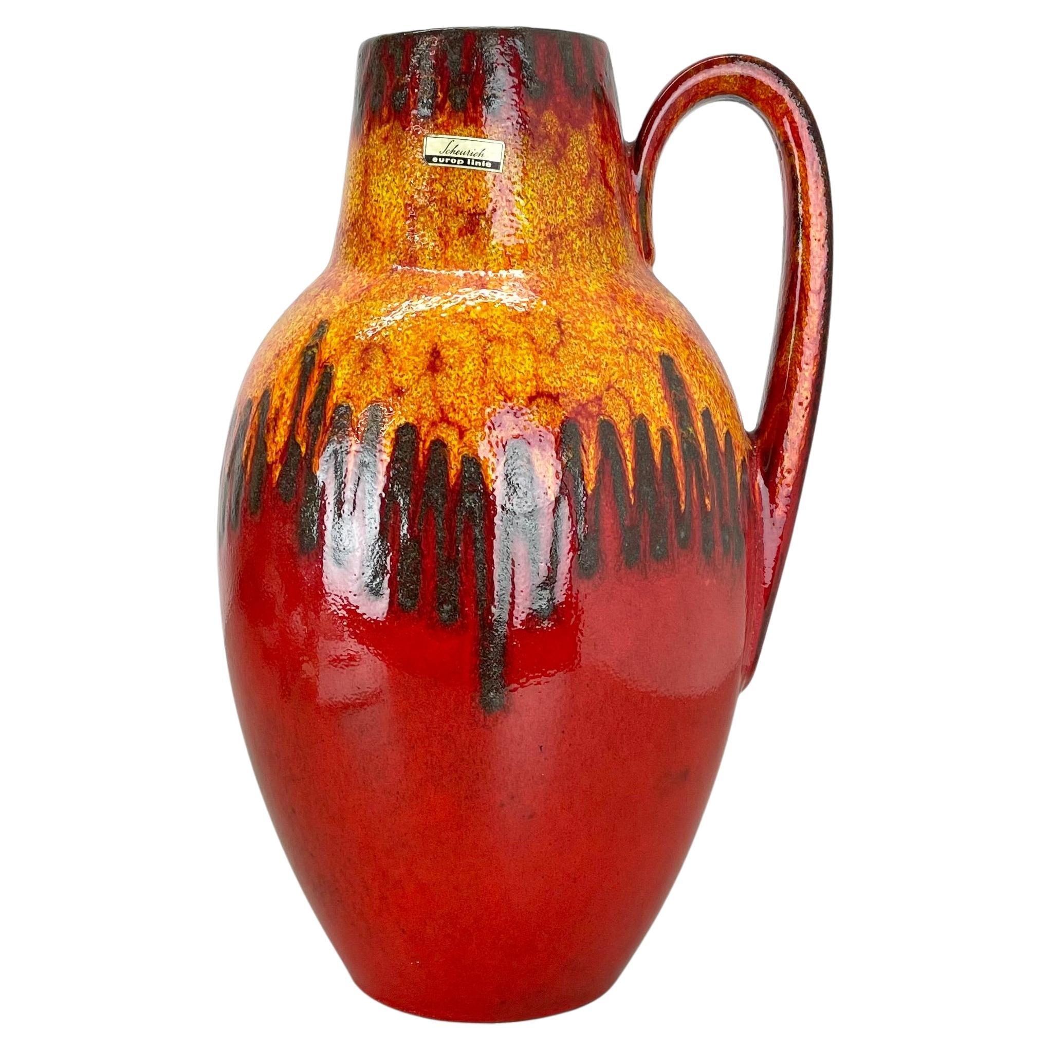 Gran jarrón de suelo de cerámica de lava gorda "estilo LORA" 279-38 de Scheurich, años 70