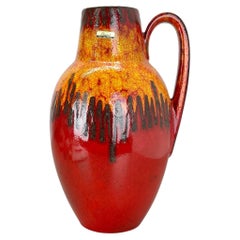 Gran jarrón de suelo de cerámica de lava gorda "estilo LORA" 279-38 de Scheurich, años 70