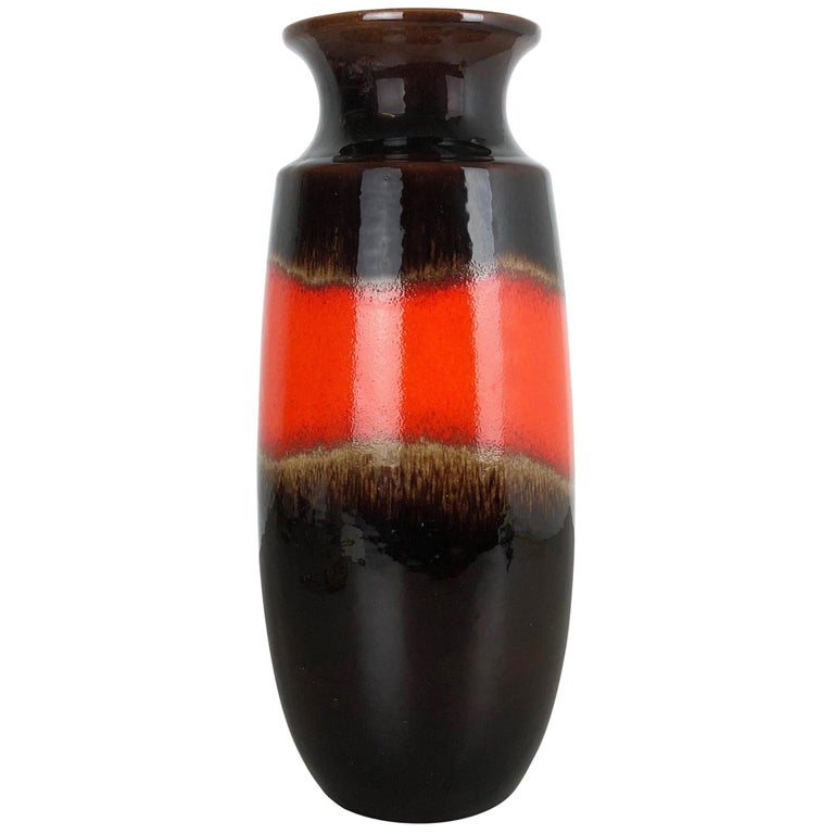 Grand vase en poterie lave grasse multicolore 239-41 fabriqué par Scheurich,  1970 En vente sur 1stDibs