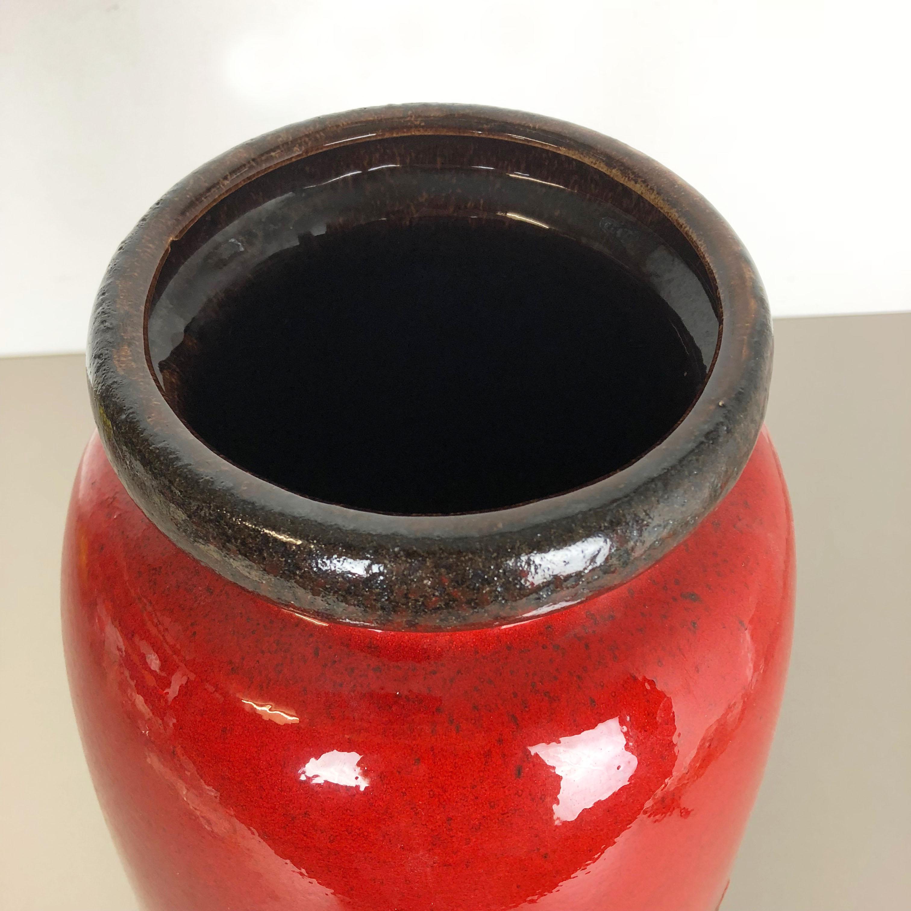 Grand vase de sol en poterie lave grasse multicolore 284-53 fabriqué par Scheurich, 1970 en vente 5