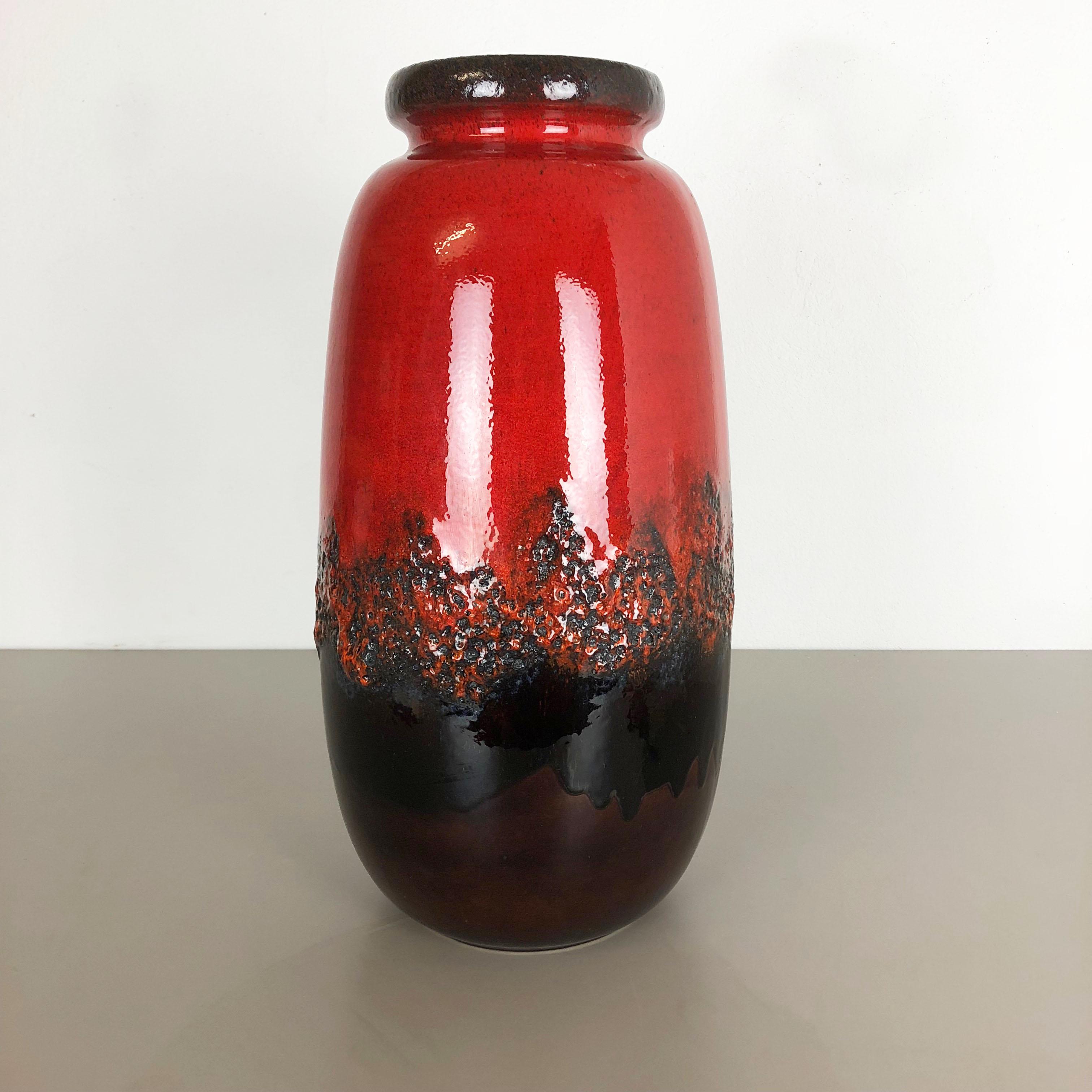 Article:

Fat lava art vase XXXL version


Model: 284-53


Producer:

Scheurich, Germany



Decade:

1970s


Description:

This original vintage vase was produced in the 1970s in Germany. it is made of ceramic pottery in fat lava optic with abstract