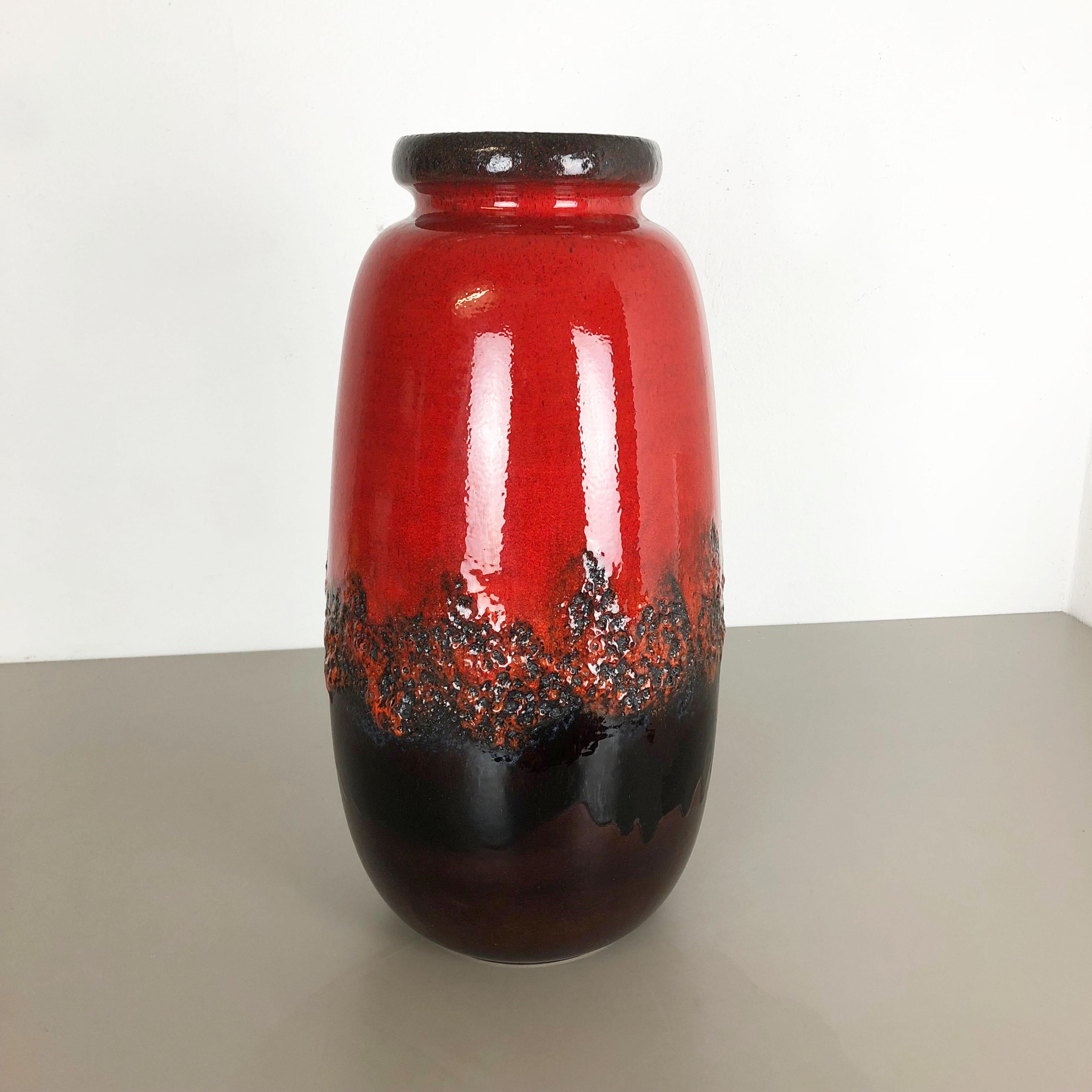 Mid-Century Modern Grand vase de sol en poterie lave grasse multicolore 284-53 fabriqué par Scheurich, 1970 en vente