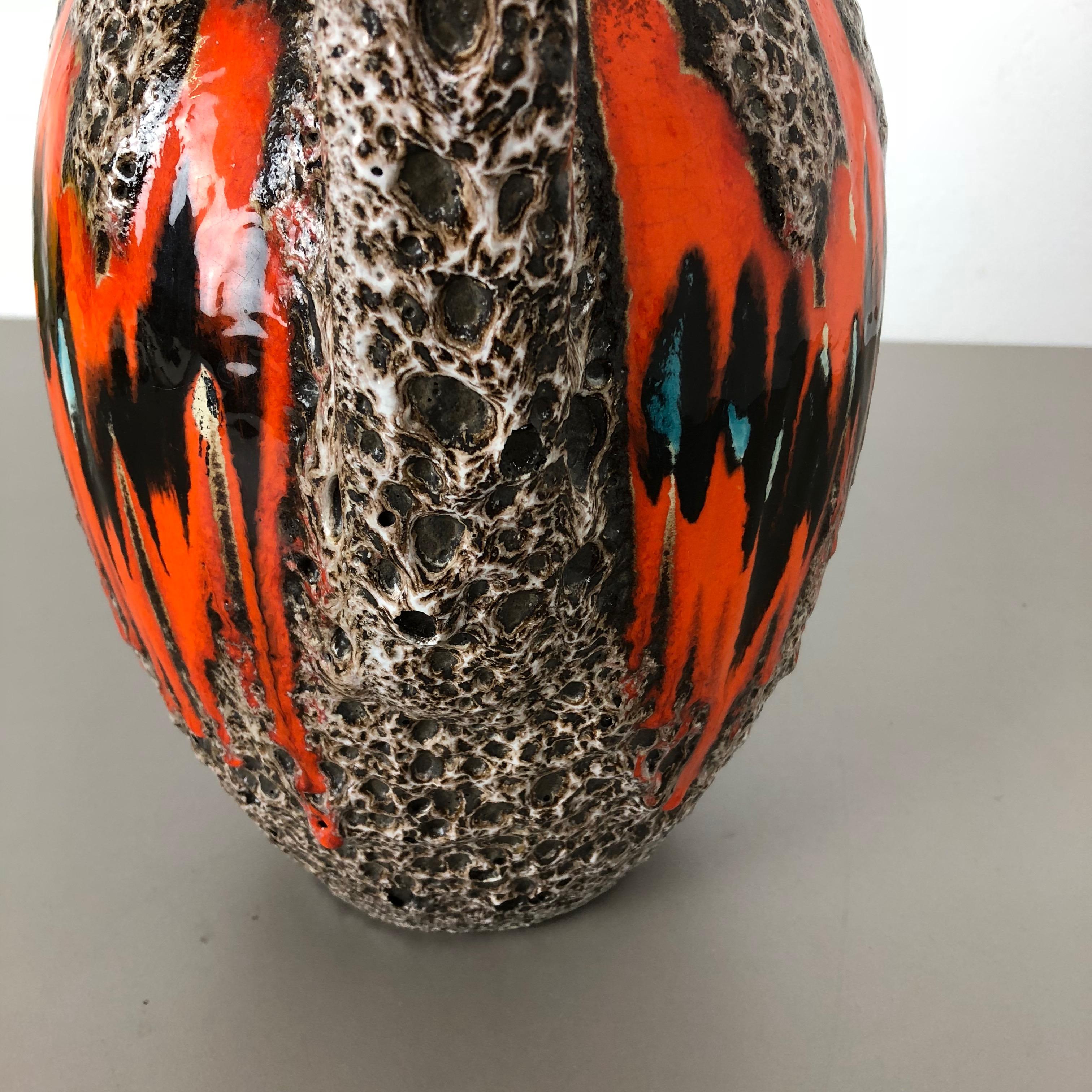 Large Pottery Fat Lava Multi-Color 414-38 Floor Vase Made by Scheurich, 1970s 8