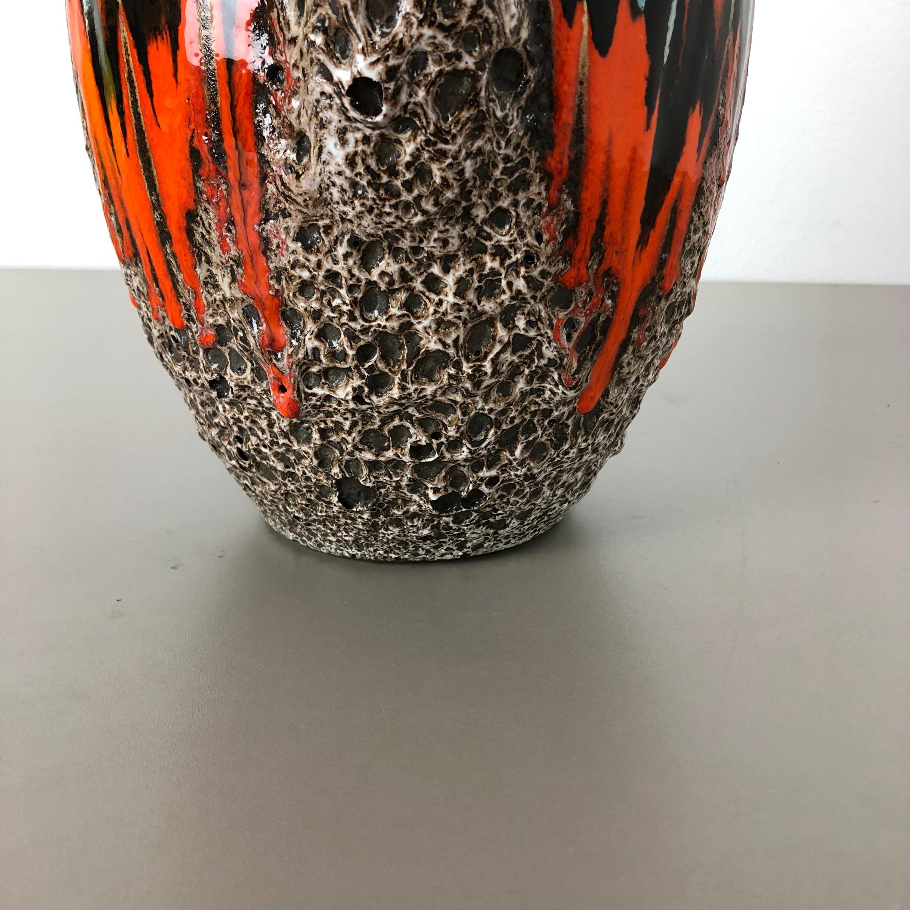 Large Pottery Fat Lava Multi-Color 414-38 Floor Vase Made by Scheurich, 1970s 9