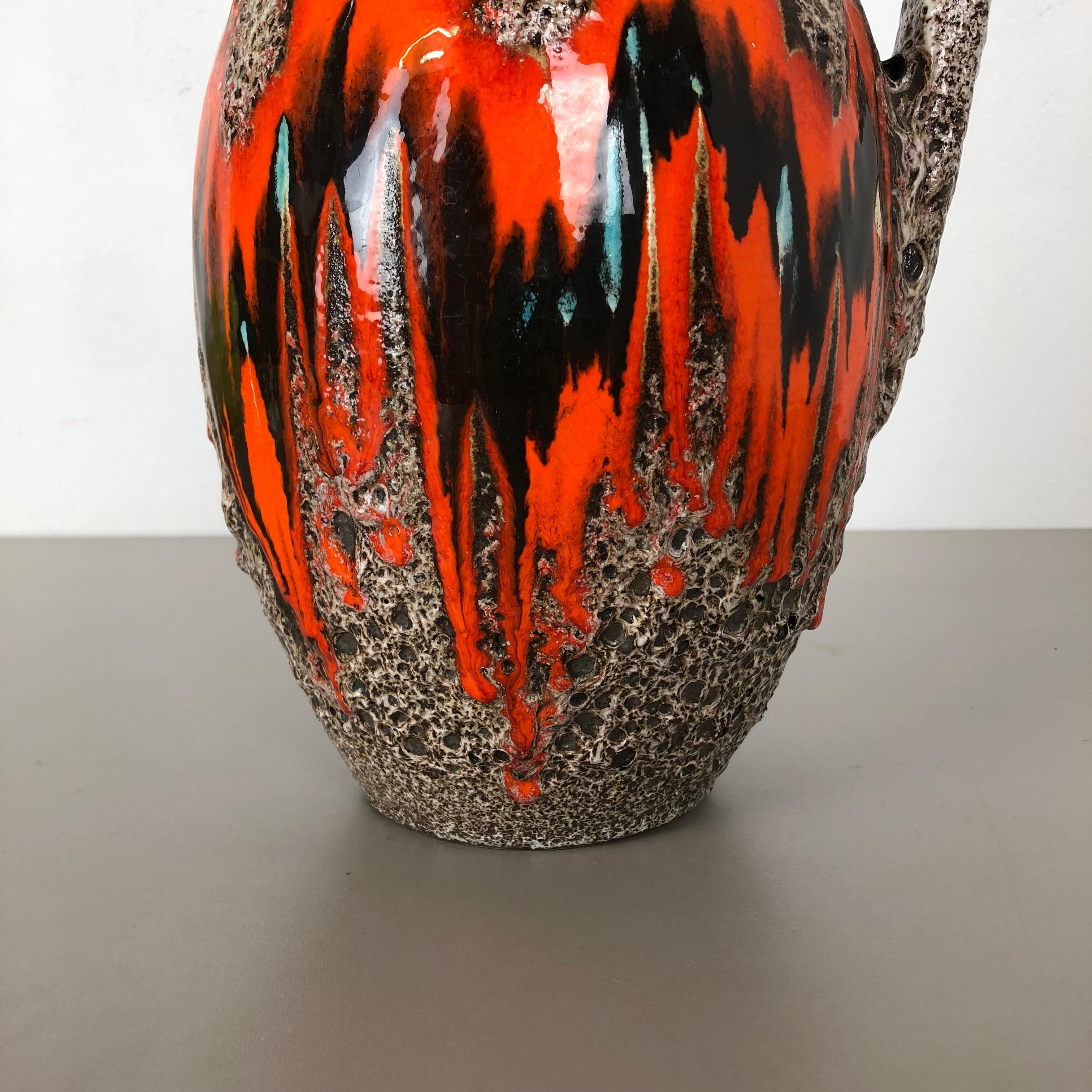 German Large Pottery Fat Lava Multi-Color 414-38 Floor Vase Made by Scheurich, 1970s