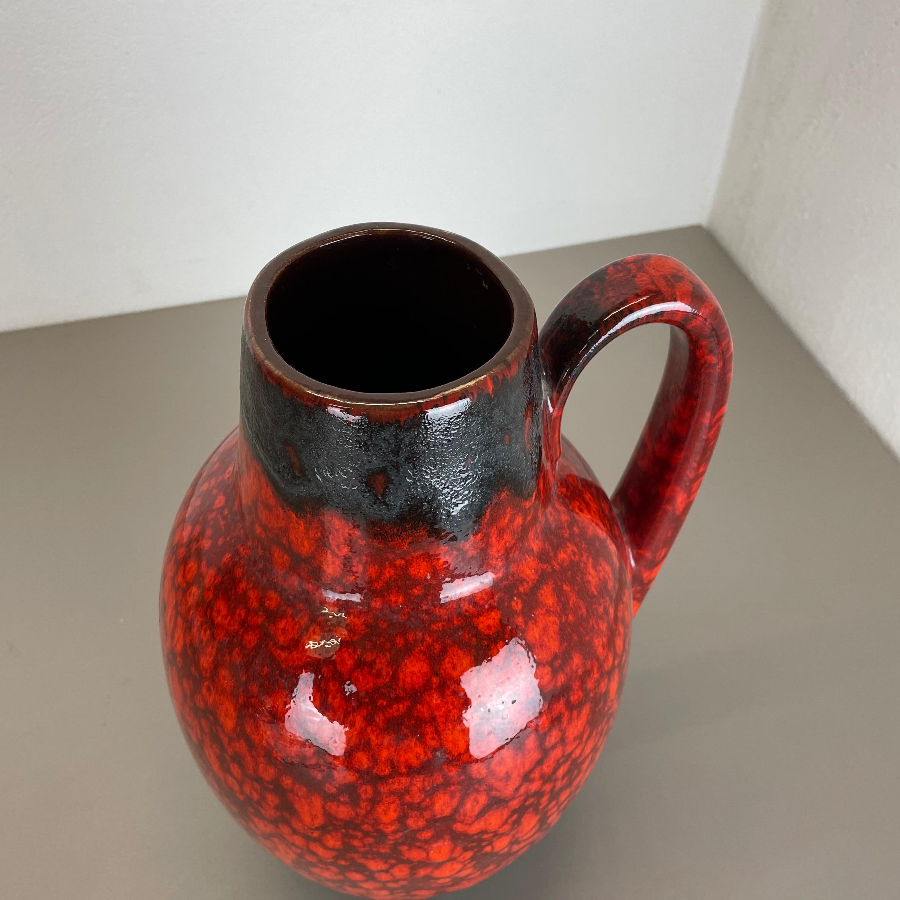 German Large Pottery Fat Lava Multi-Color 414-38 Floor Vase Made by Scheurich, 1970s For Sale