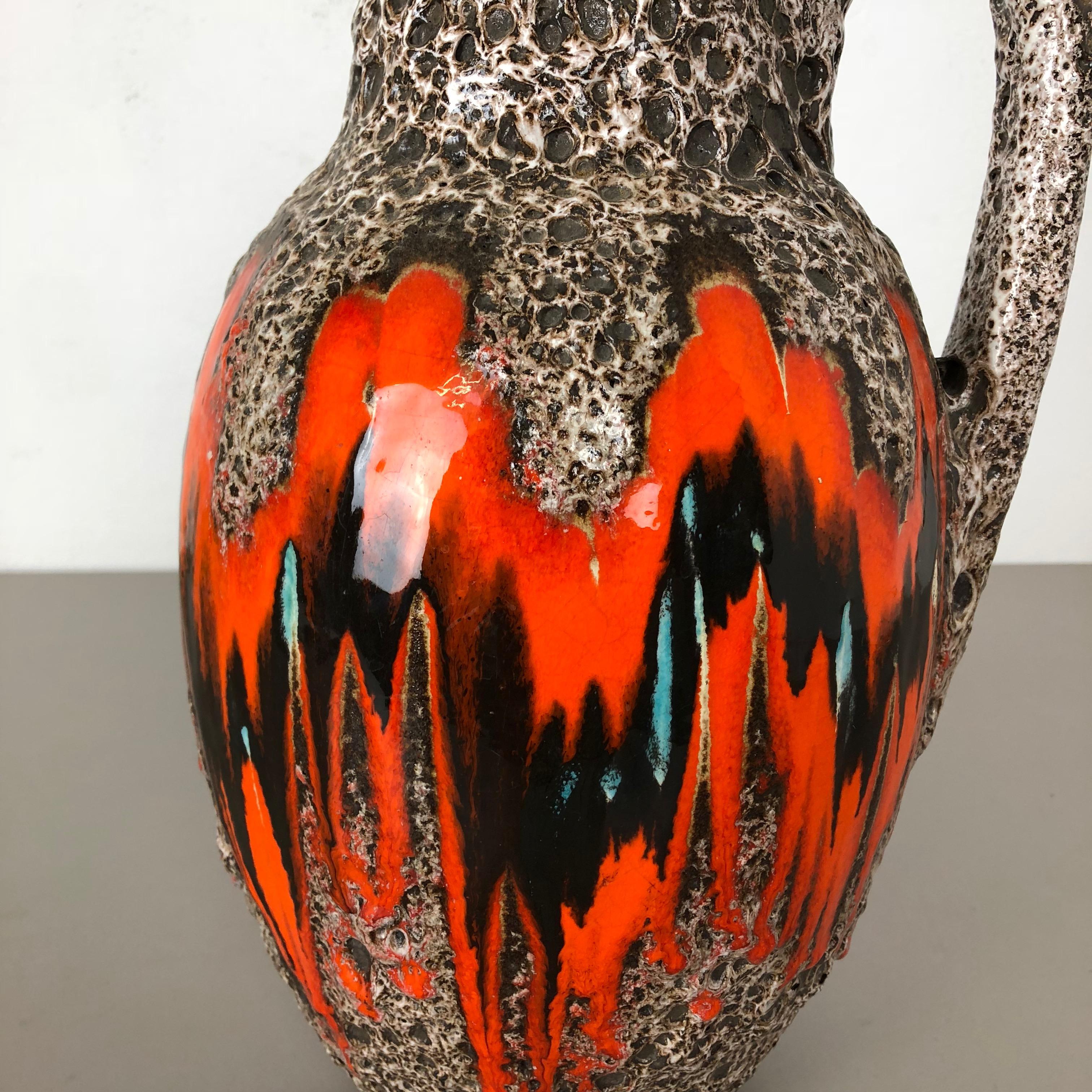 Large Pottery Fat Lava Multi-Color 414-38 Floor Vase Made by Scheurich, 1970s In Good Condition In Kirchlengern, DE