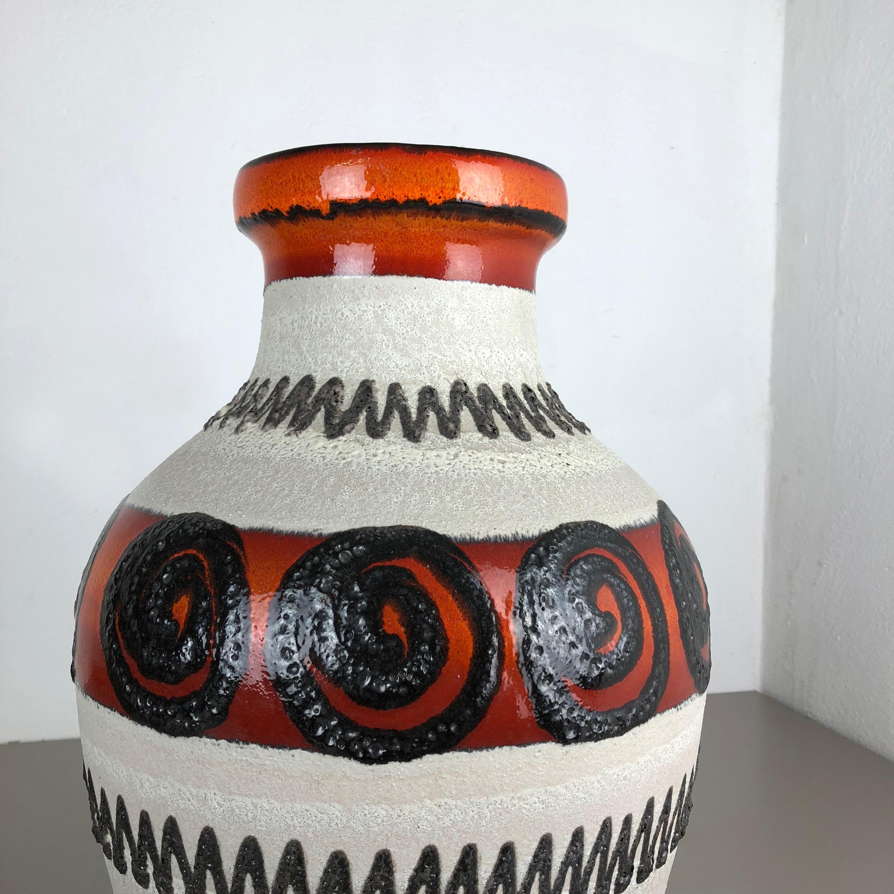 Mid-Century Modern Large Pottery Fat Lava Multi-Color Floor Vase Made by Scheurich, 1970s