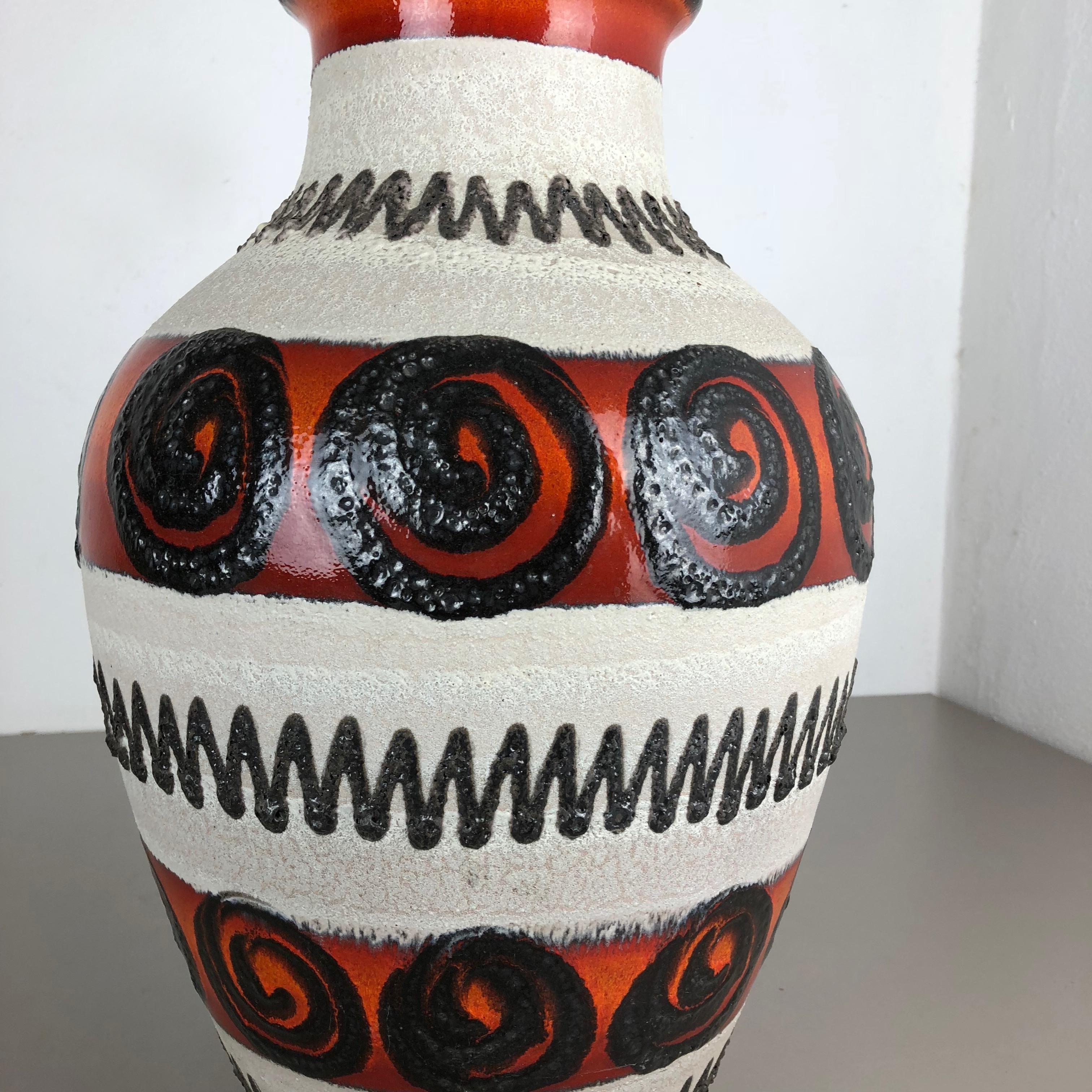 German Large Pottery Fat Lava Multi-Color Floor Vase Made by Scheurich, 1970s