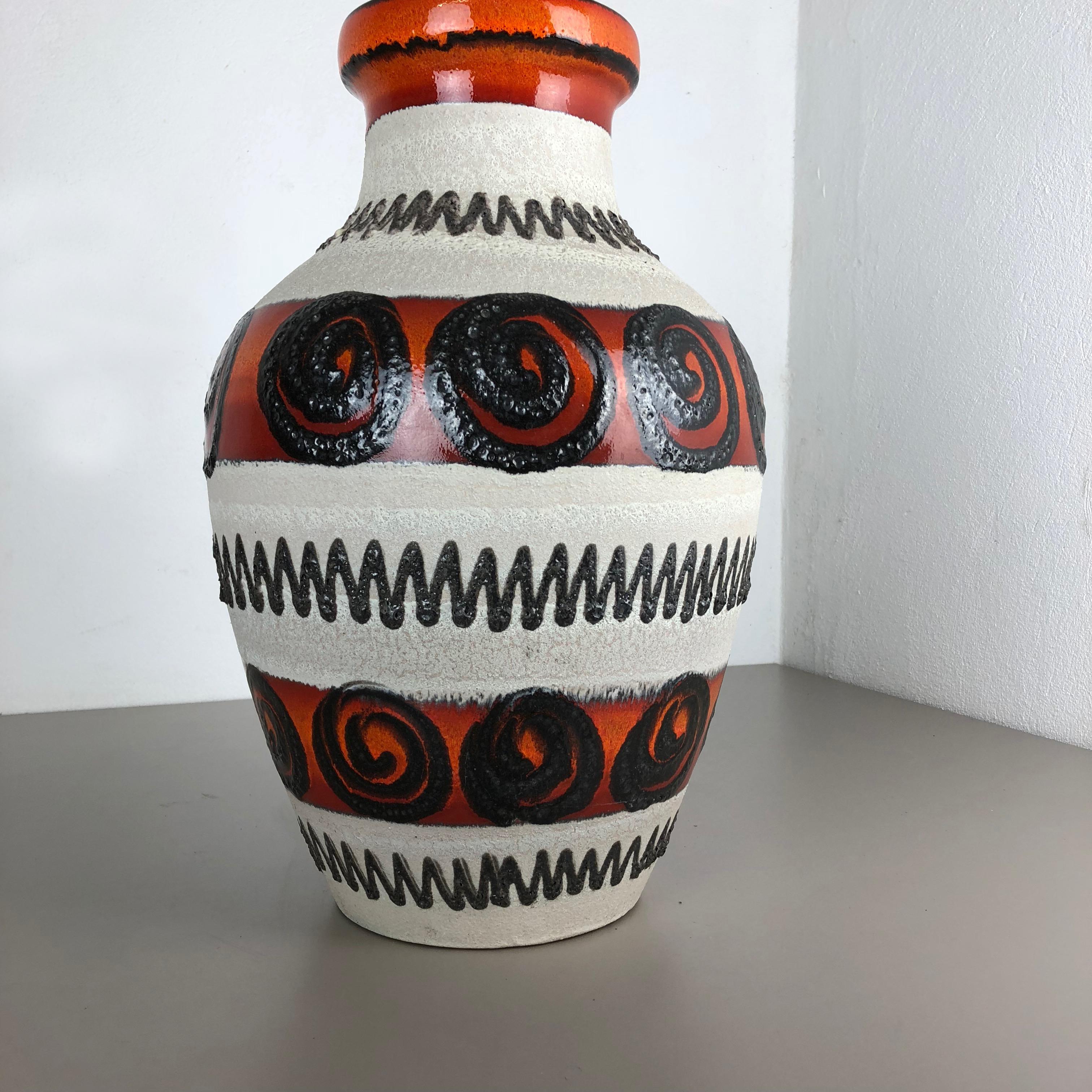 Ceramic Large Pottery Fat Lava Multi-Color Floor Vase Made by Scheurich, 1970s