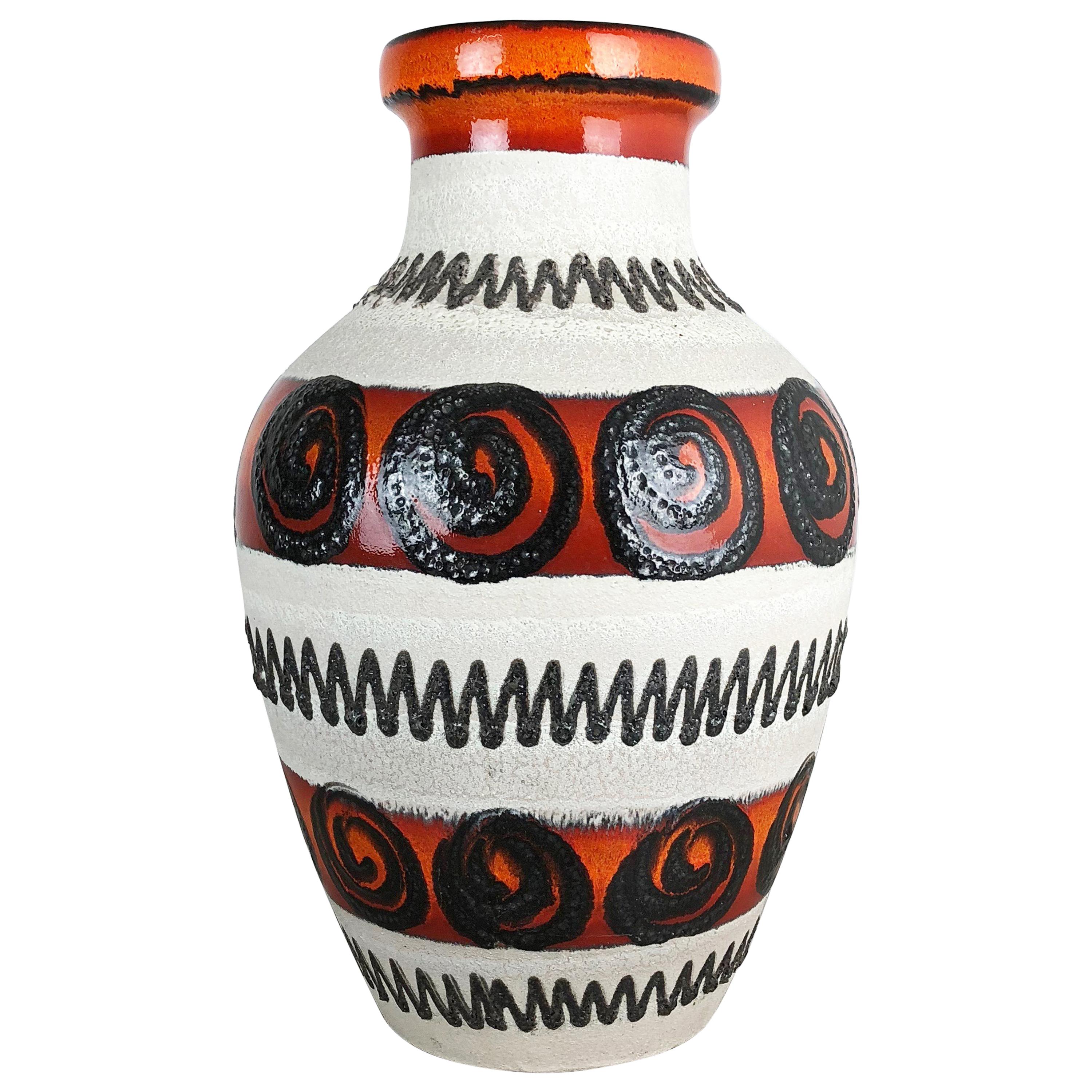 Large Pottery Fat Lava Multi-Color Floor Vase Made by Scheurich, 1970s
