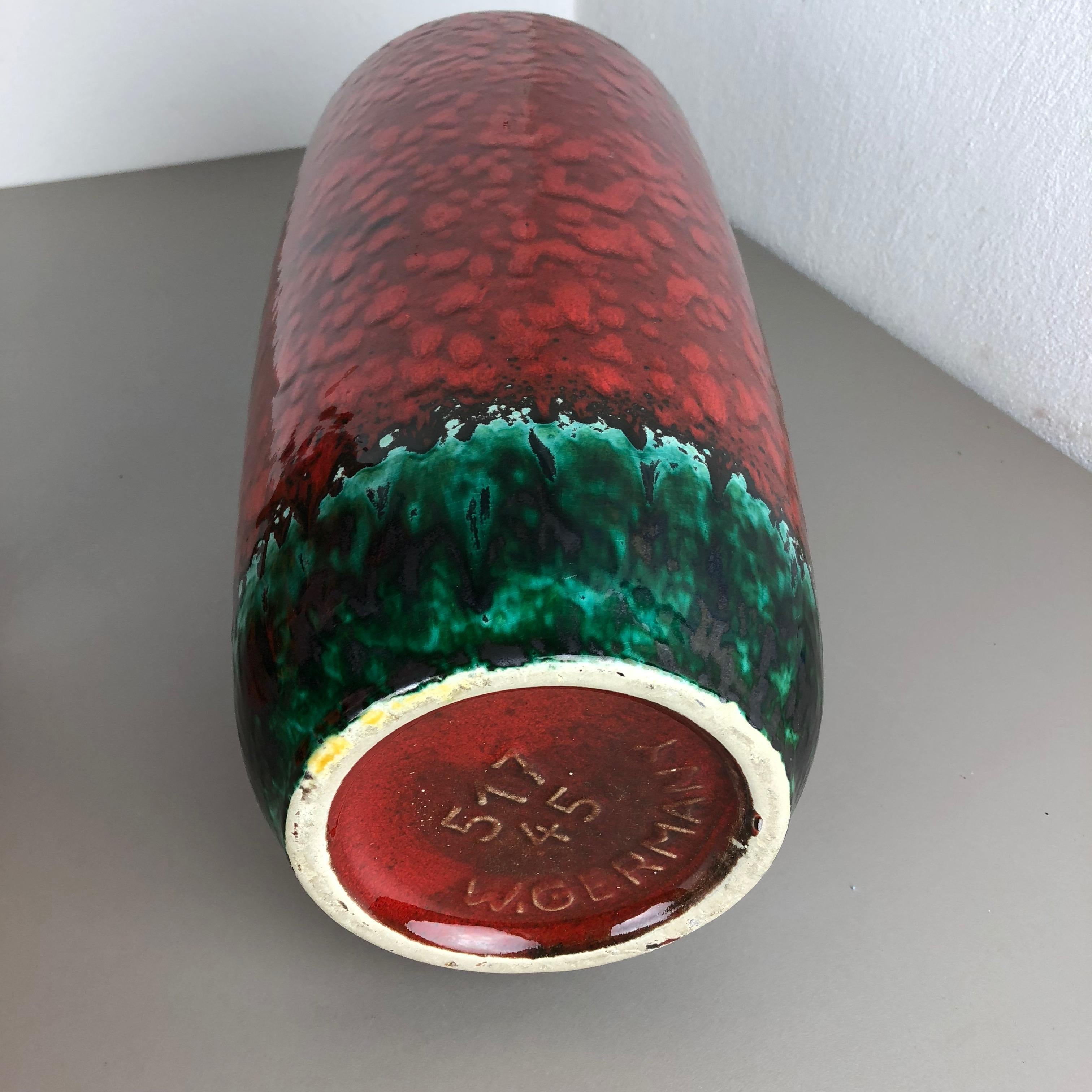 Large Pottery Fat Lava Multi-Color 517-45 Floor Vase Made by Scheurich, 1970s 6