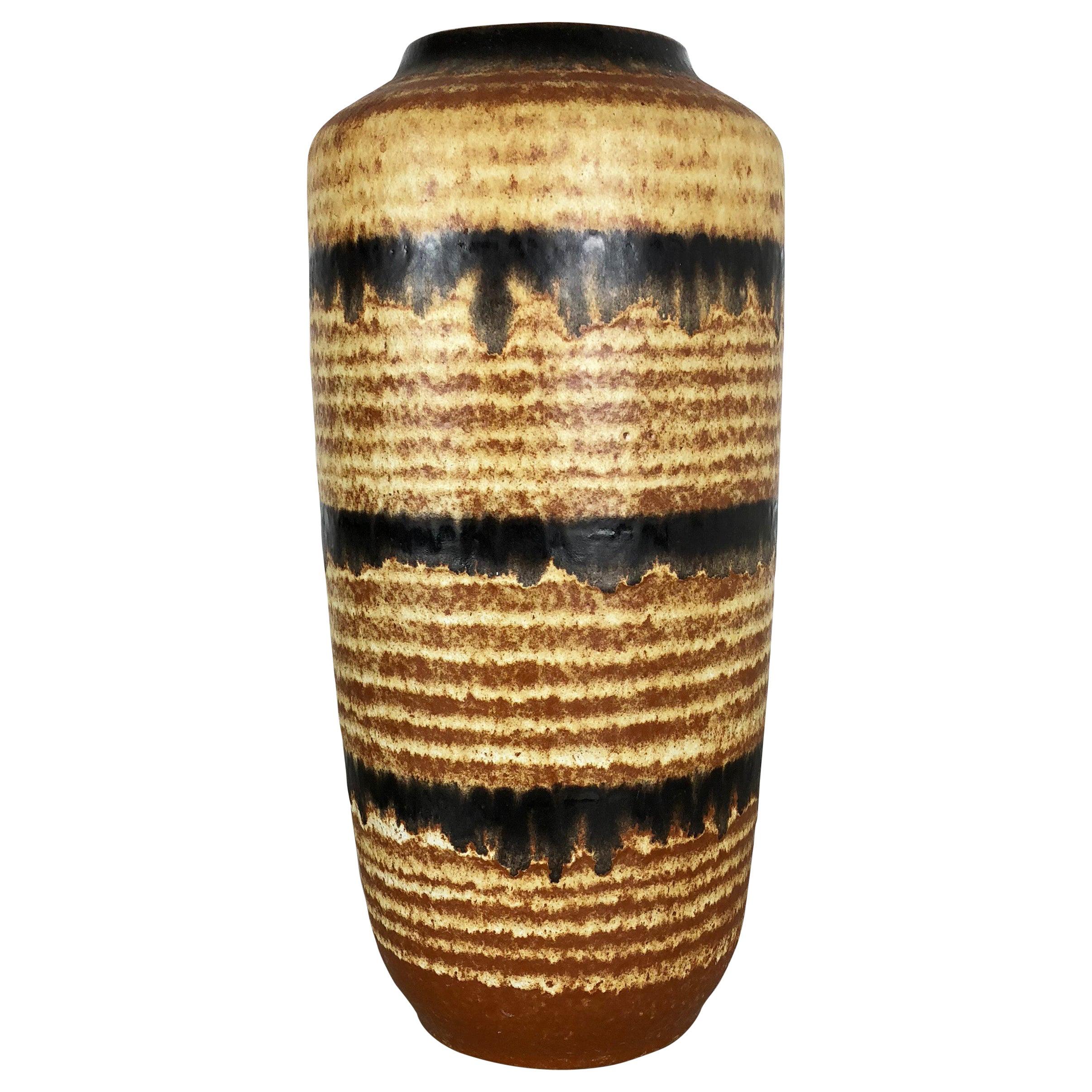 Grand vase de sol en poterie lave grasse multicolore 517-45 fabriqué par Scheurich, 1970