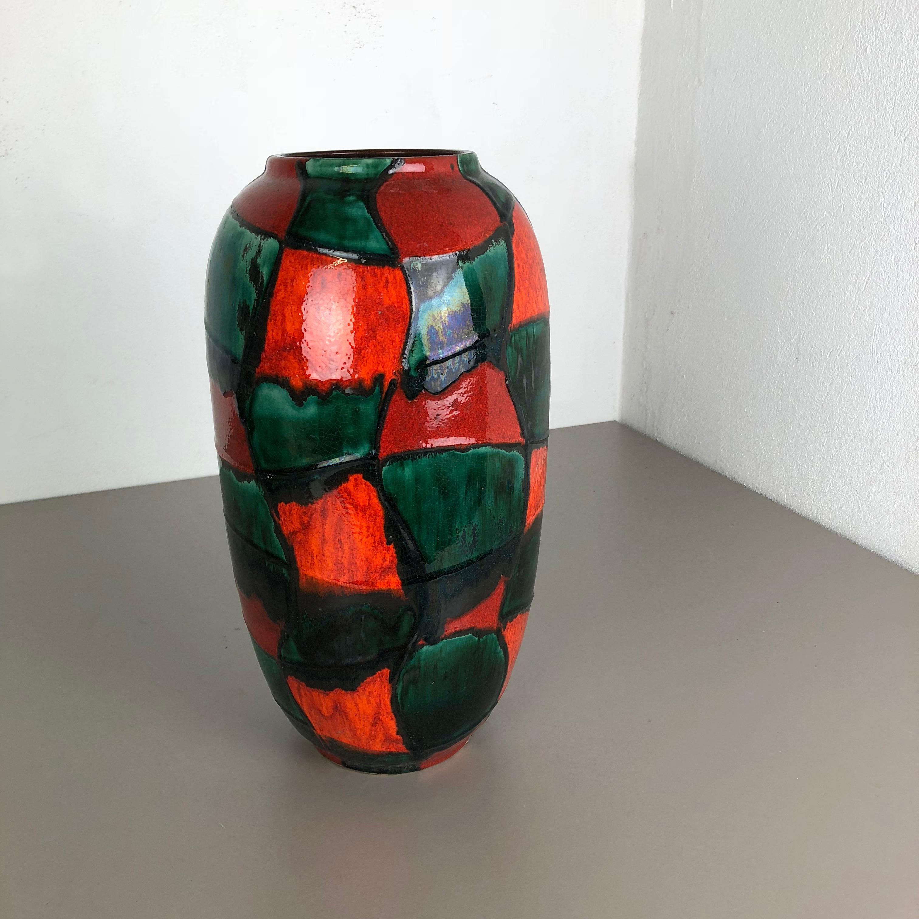 German Large Pottery Fat Lava Multi-Color 546-41 Floor Vase Made by Scheurich, 1970s