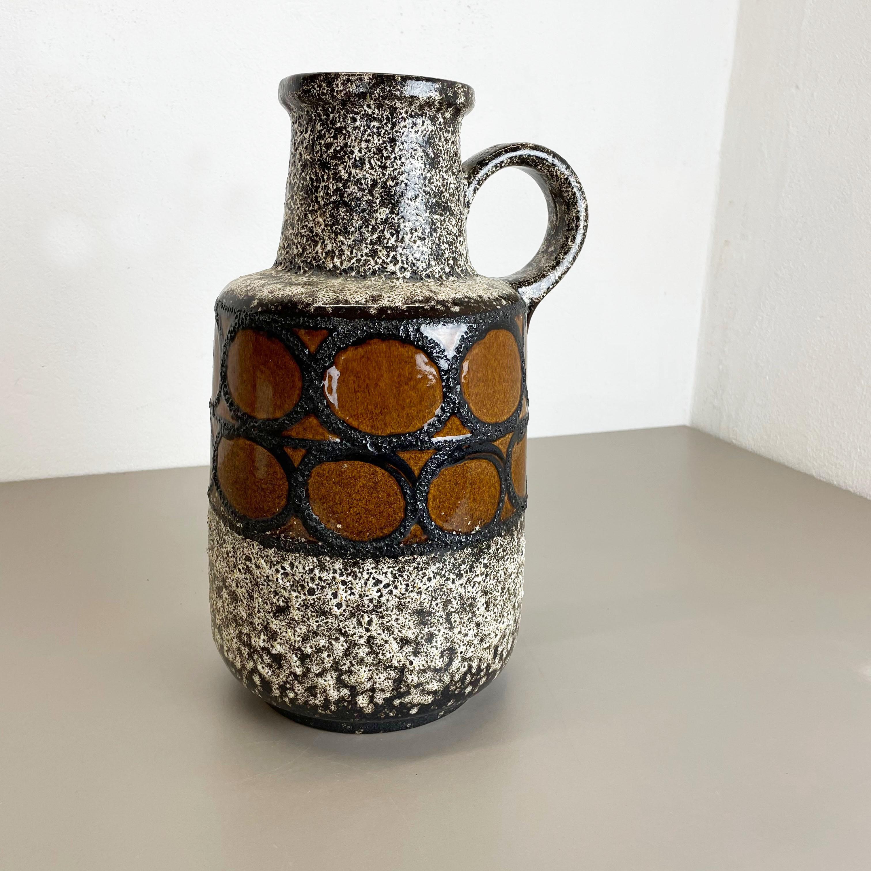 Mid-Century Modern Large Pottery Fat Lava Multi-Color Floor Vase 408-40 Made by Scheurich, 1970s For Sale