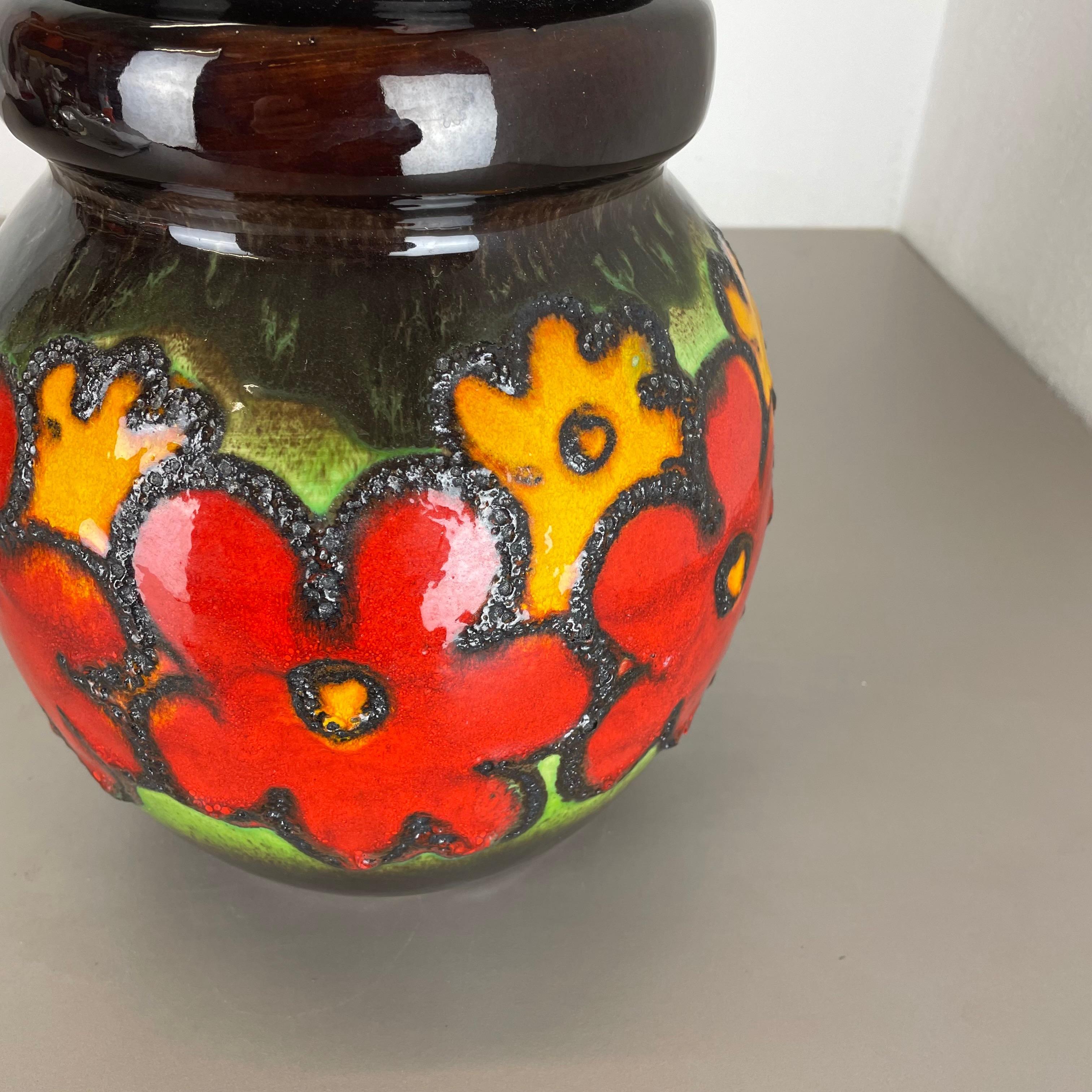 Große mehrfarbige Fat Lava-Stehlampe „FLORAL“ aus Keramik von Scheurich, 1970er Jahre im Angebot 4