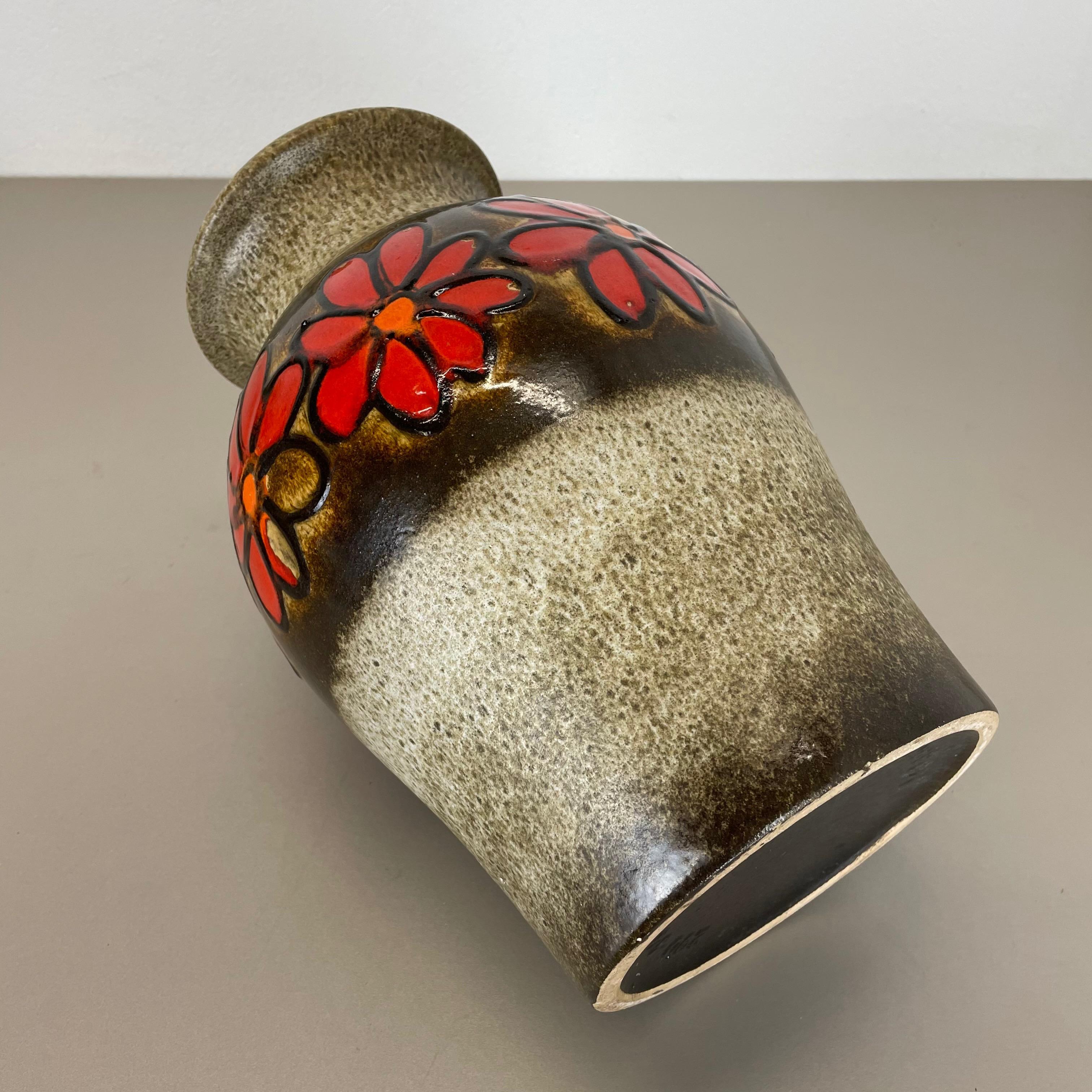 Große mehrfarbige Bodenvase „FLORAL“ aus Keramik Fat Lava „FLORAL“ von Scheurich, hergestellt, 1970er Jahre im Angebot 6