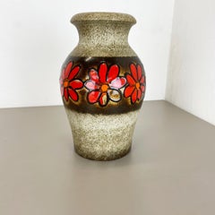 Large Pottery Fat Lava Multi-Color "FLORAL" Floor Vase Made by Scheurich, 1970s