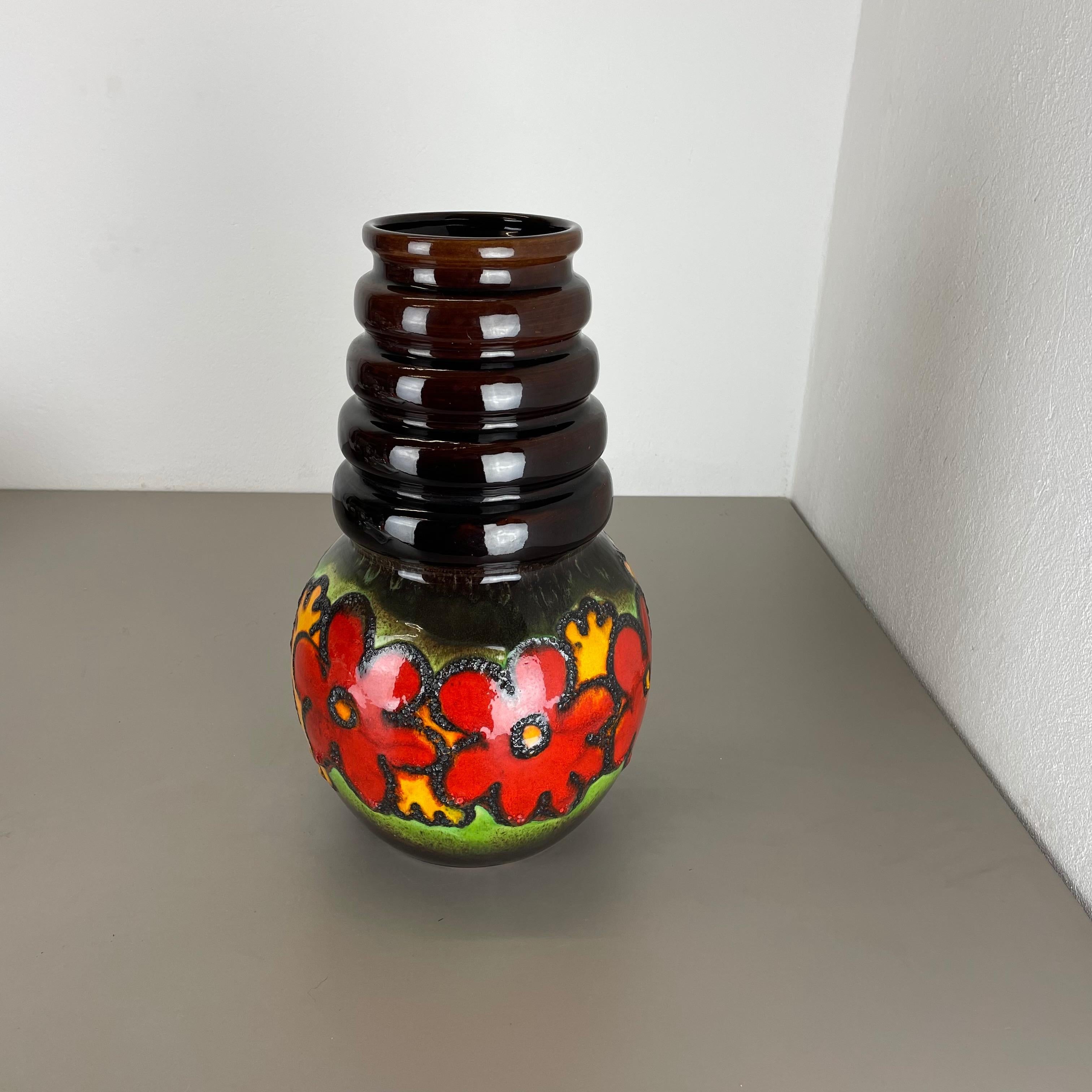 Große mehrfarbige Fat Lava-Stehlampe „FLORAL“ aus Keramik von Scheurich, 1970er Jahre (Moderne der Mitte des Jahrhunderts) im Angebot
