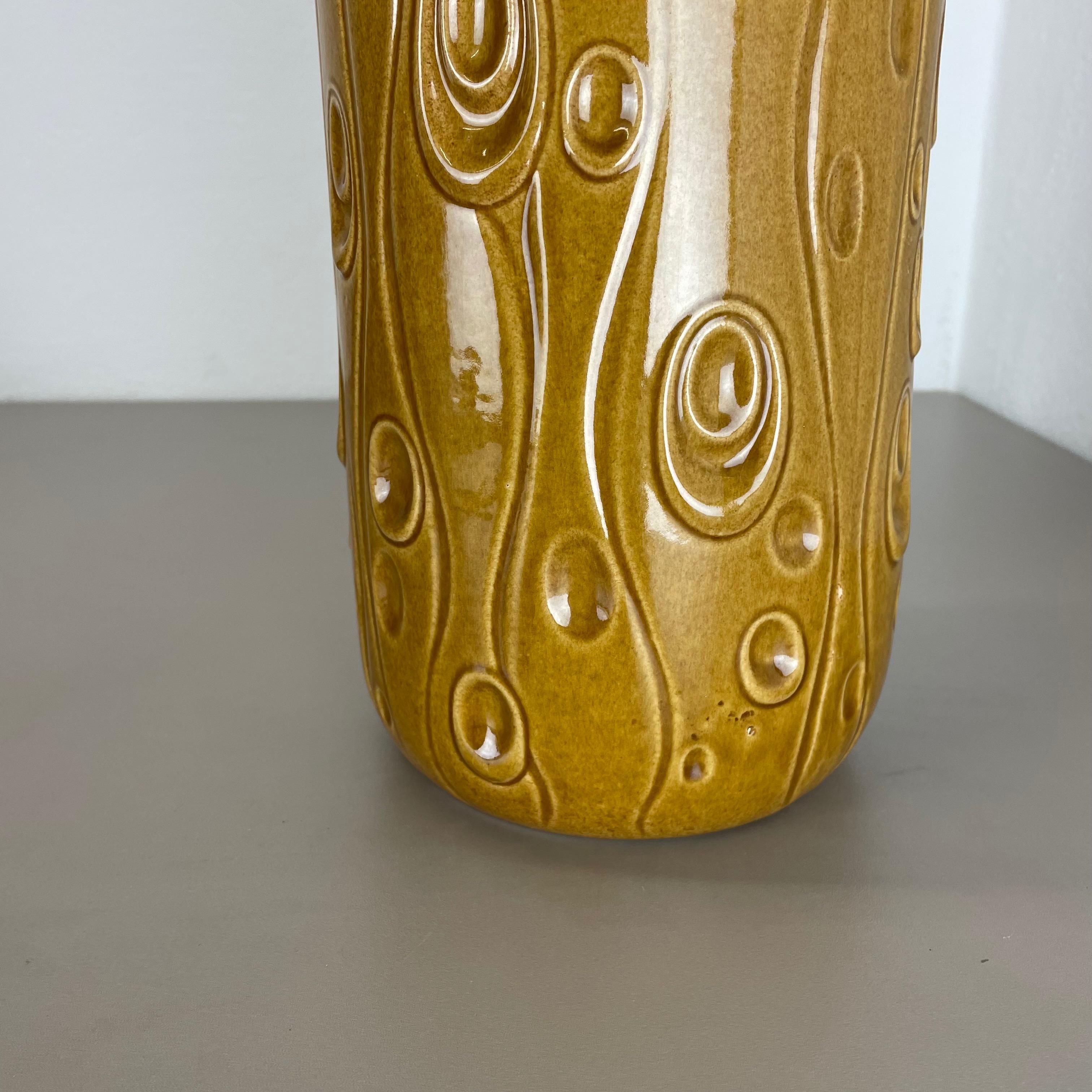 Large Pottery Fat Lava Ochre Floor Vase Made by Scheurich, 1970s For Sale 3
