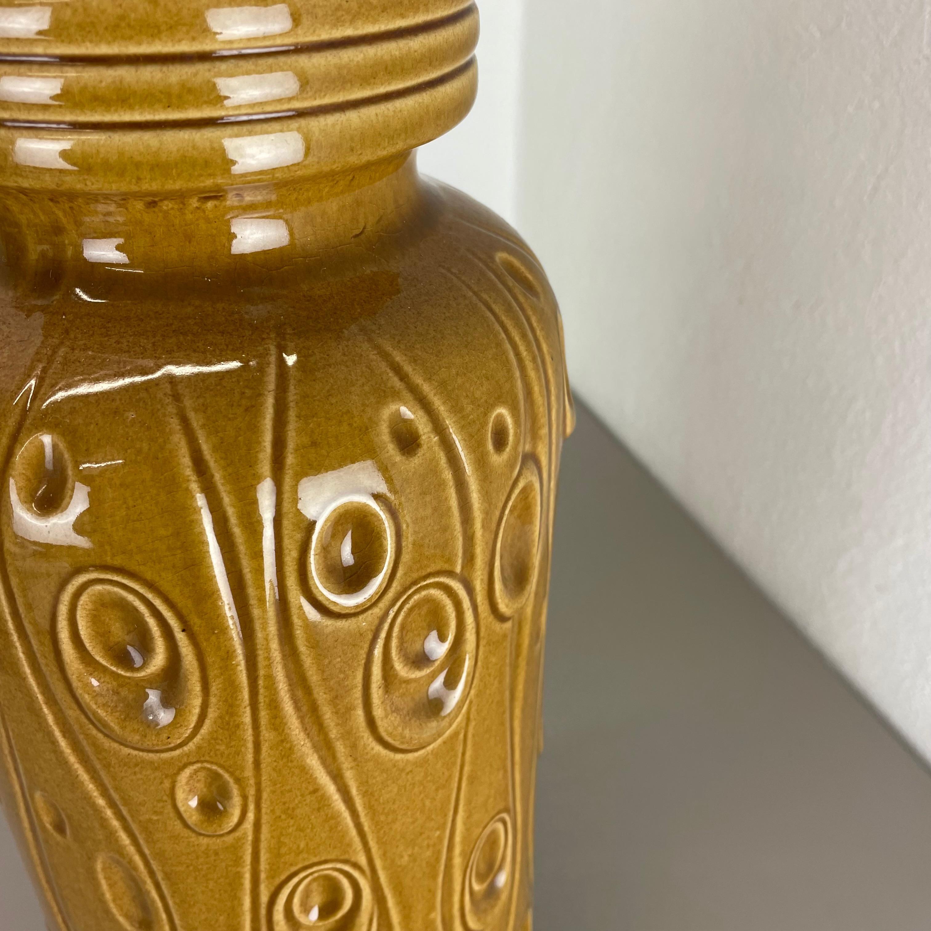 Large Pottery Fat Lava Ochre Floor Vase Made by Scheurich, 1970s For Sale 5