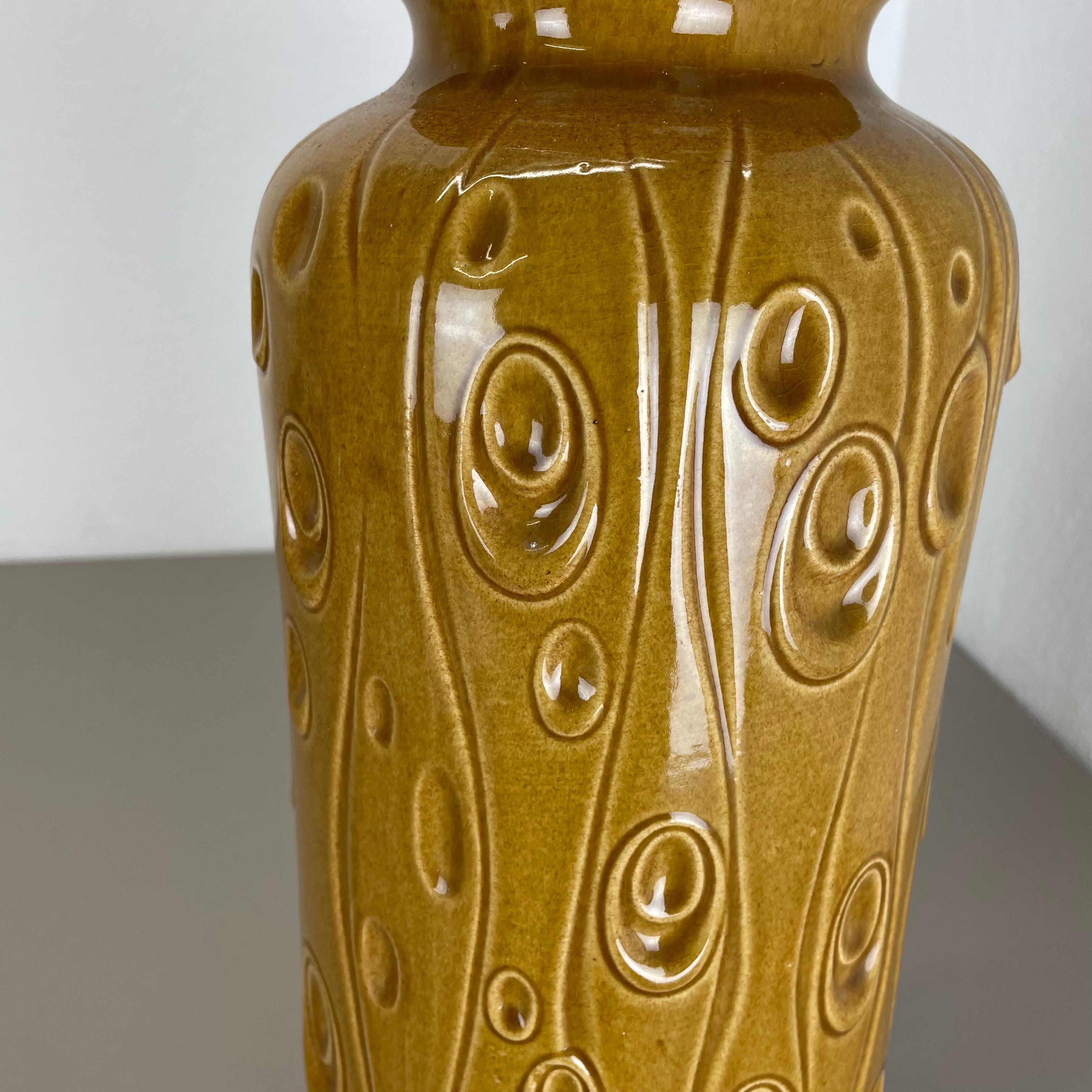 Large Pottery Fat Lava Ochre Floor Vase Made by Scheurich, 1970s For Sale 7