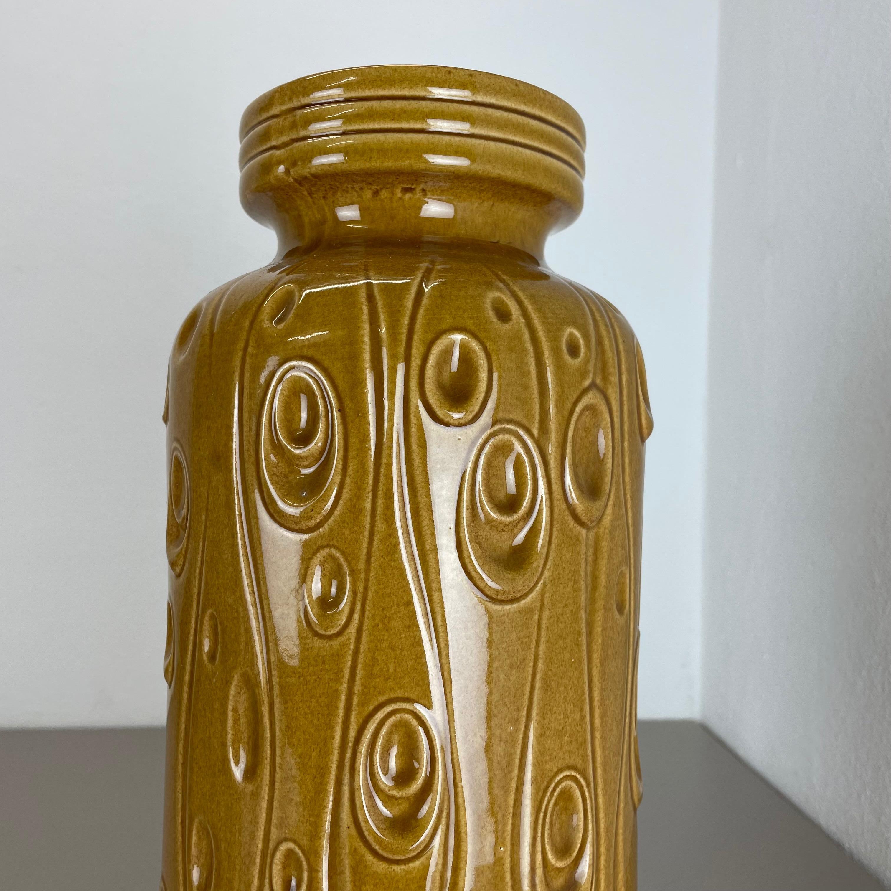 Large Pottery Fat Lava Ochre Floor Vase Made by Scheurich, 1970s For Sale 9