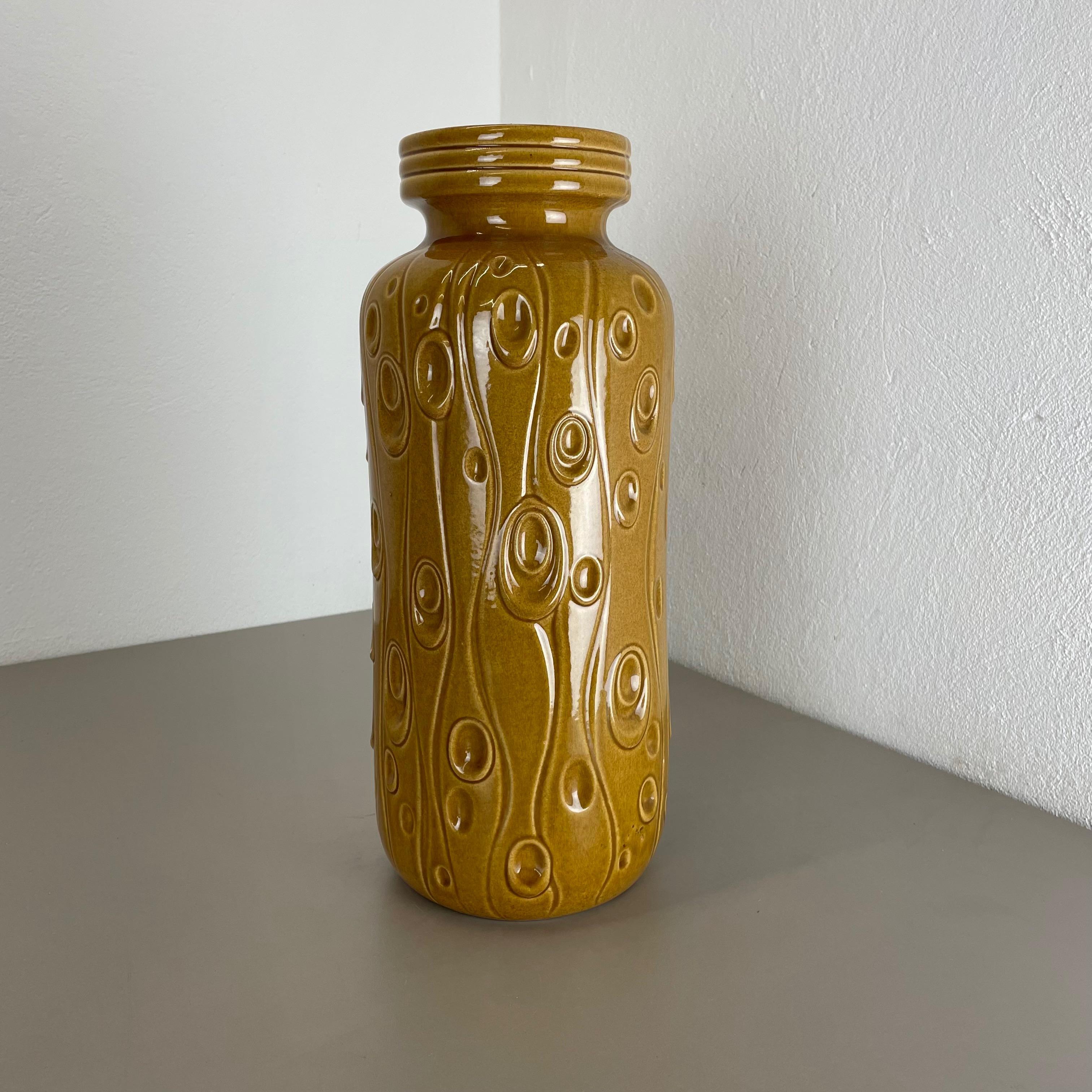 Mid-Century Modern Large Pottery Fat Lava Ochre Floor Vase Made by Scheurich, 1970s For Sale