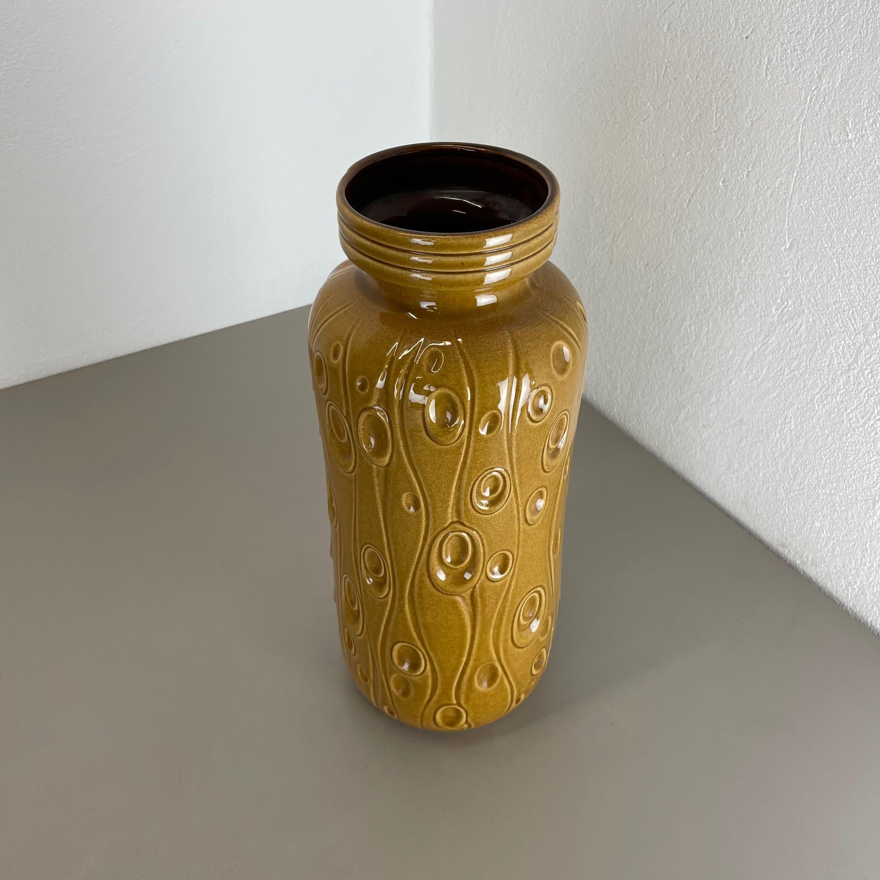 Large Pottery Fat Lava Ochre Floor Vase Made by Scheurich, 1970s In Good Condition For Sale In Kirchlengern, DE
