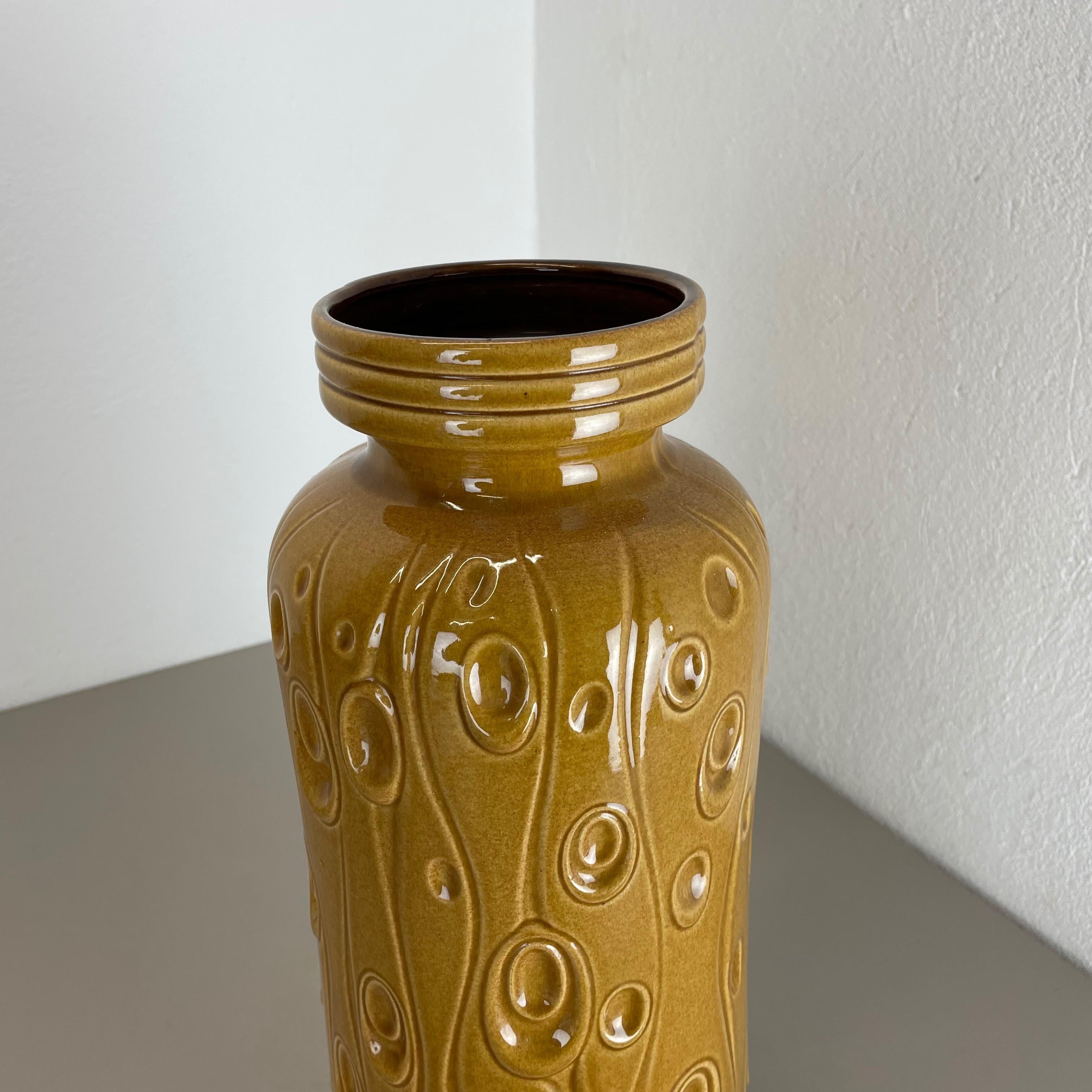 20th Century Large Pottery Fat Lava Ochre Floor Vase Made by Scheurich, 1970s For Sale