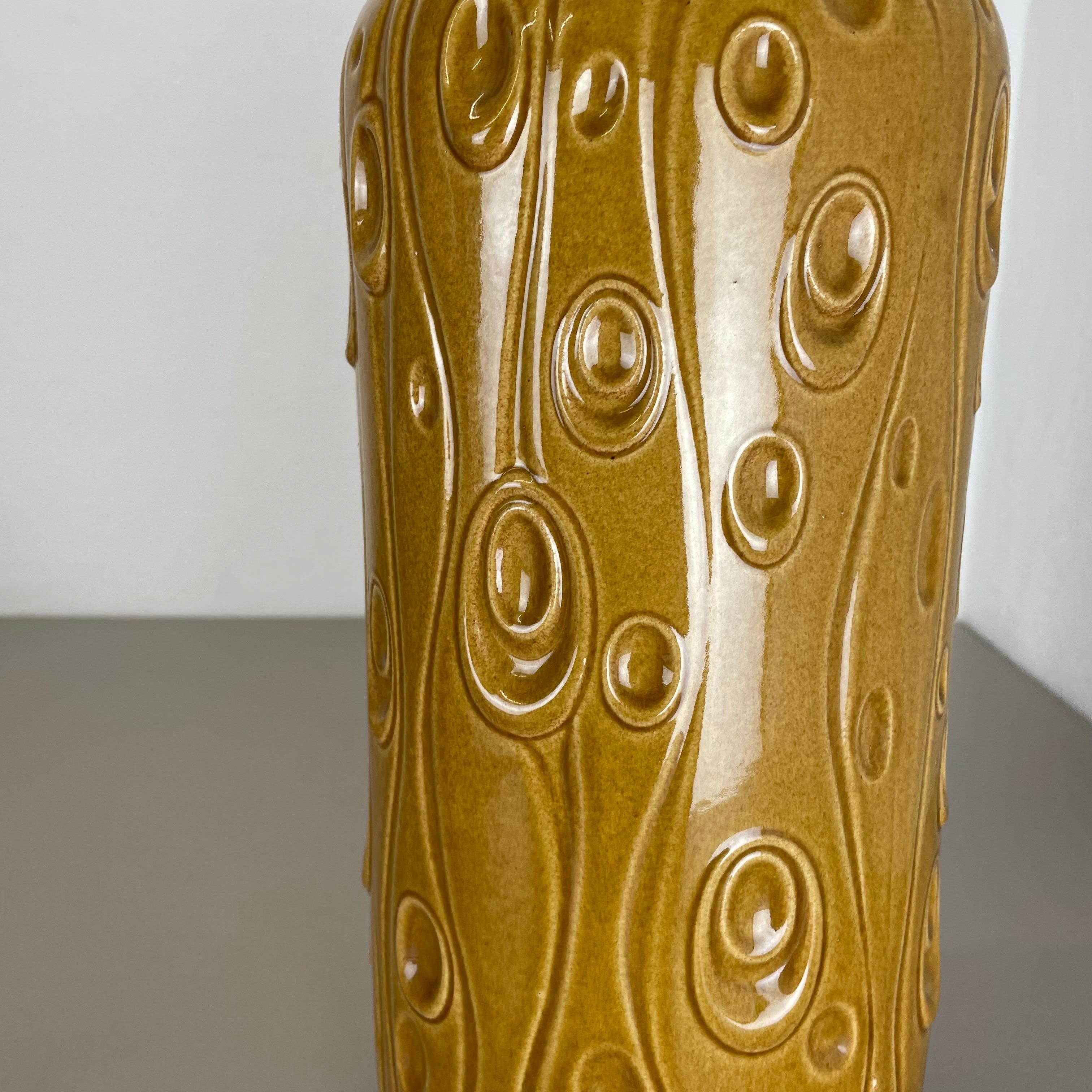 Large Pottery Fat Lava Ochre Floor Vase Made by Scheurich, 1970s For Sale 1