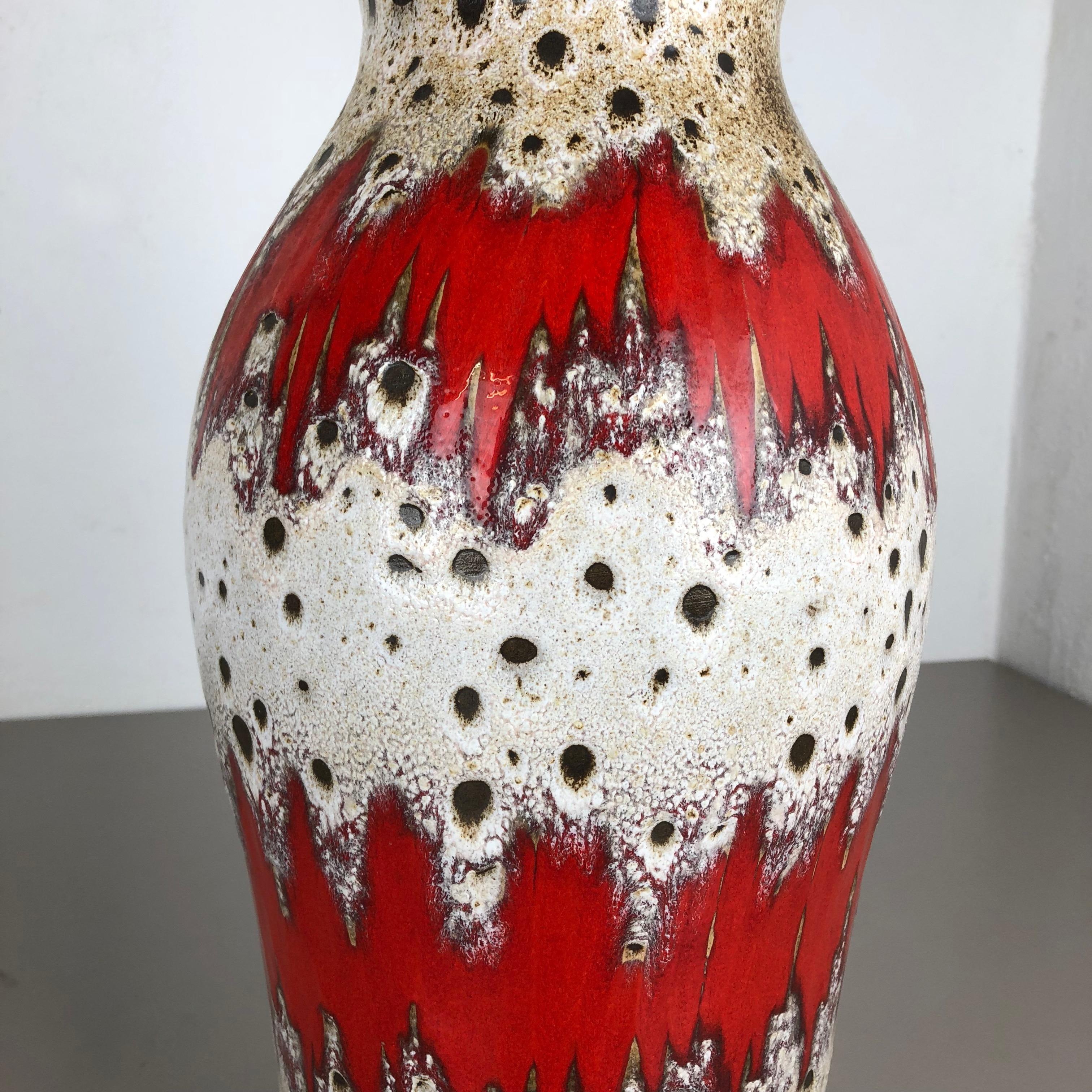 German Large Pottery Fat Lava ZIG-ZAG Multi-Color 290-40 Vase Made by Scheurich, 1970s