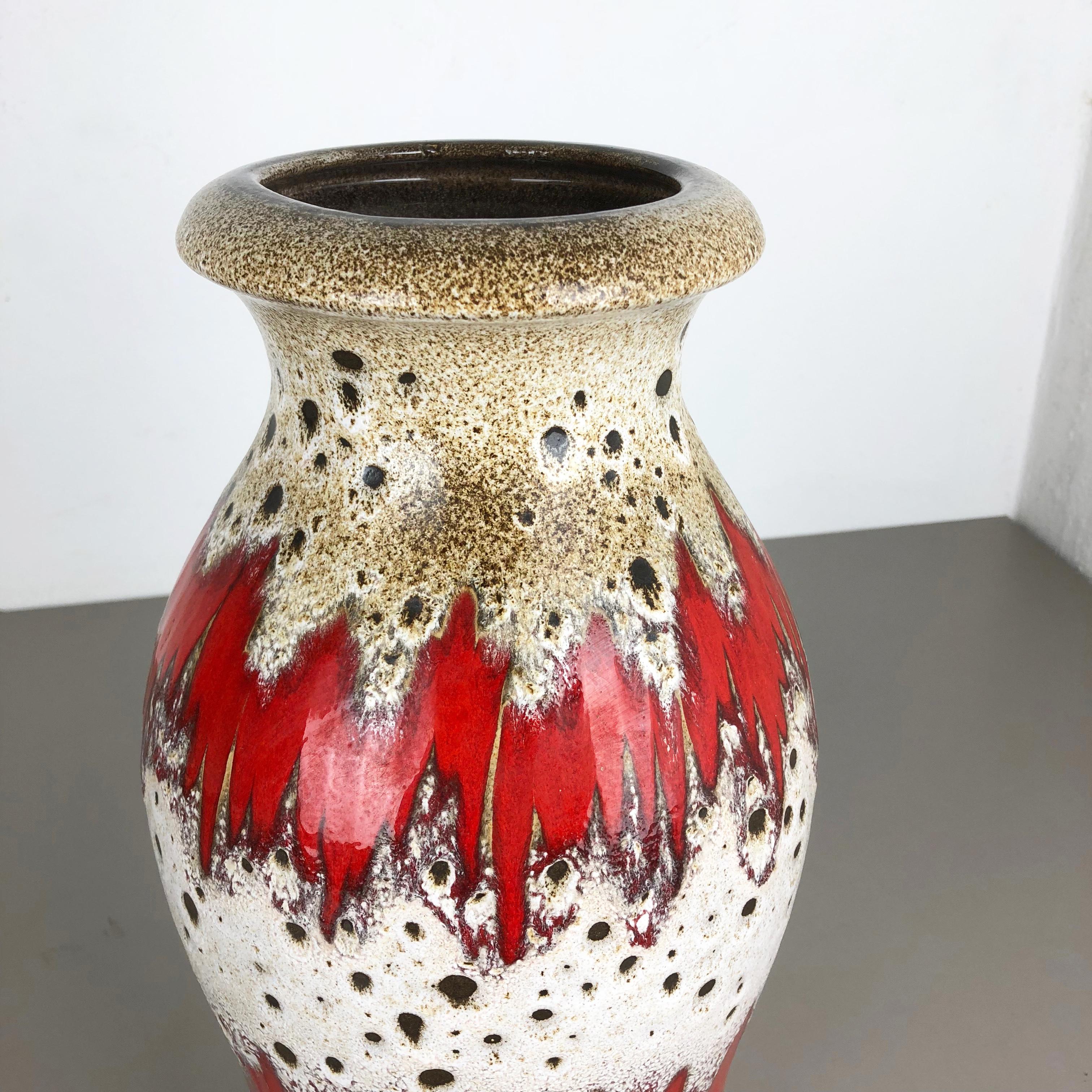 Ceramic Large Pottery Fat Lava ZIG-ZAG Multi-Color 290-40 Vase Made by Scheurich, 1970s