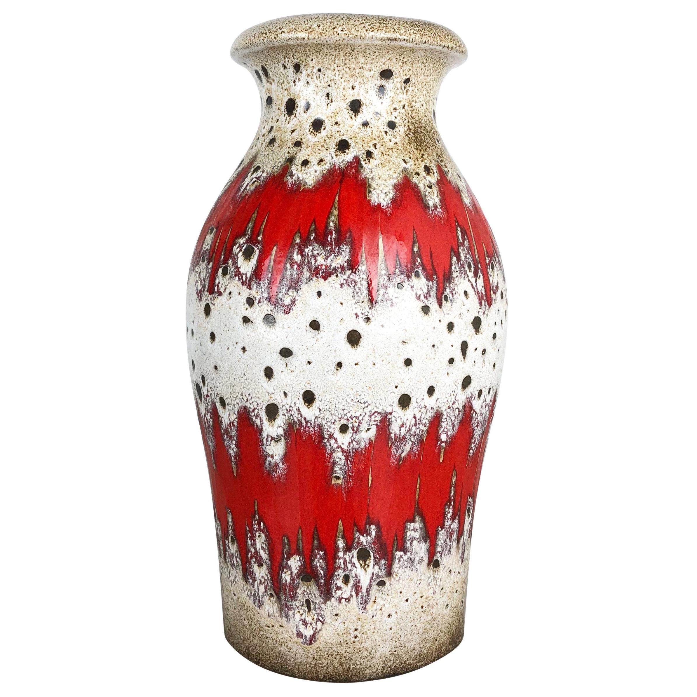 Large Pottery Fat Lava ZIG-ZAG Multi-Color 290-40 Vase Made by Scheurich, 1970s