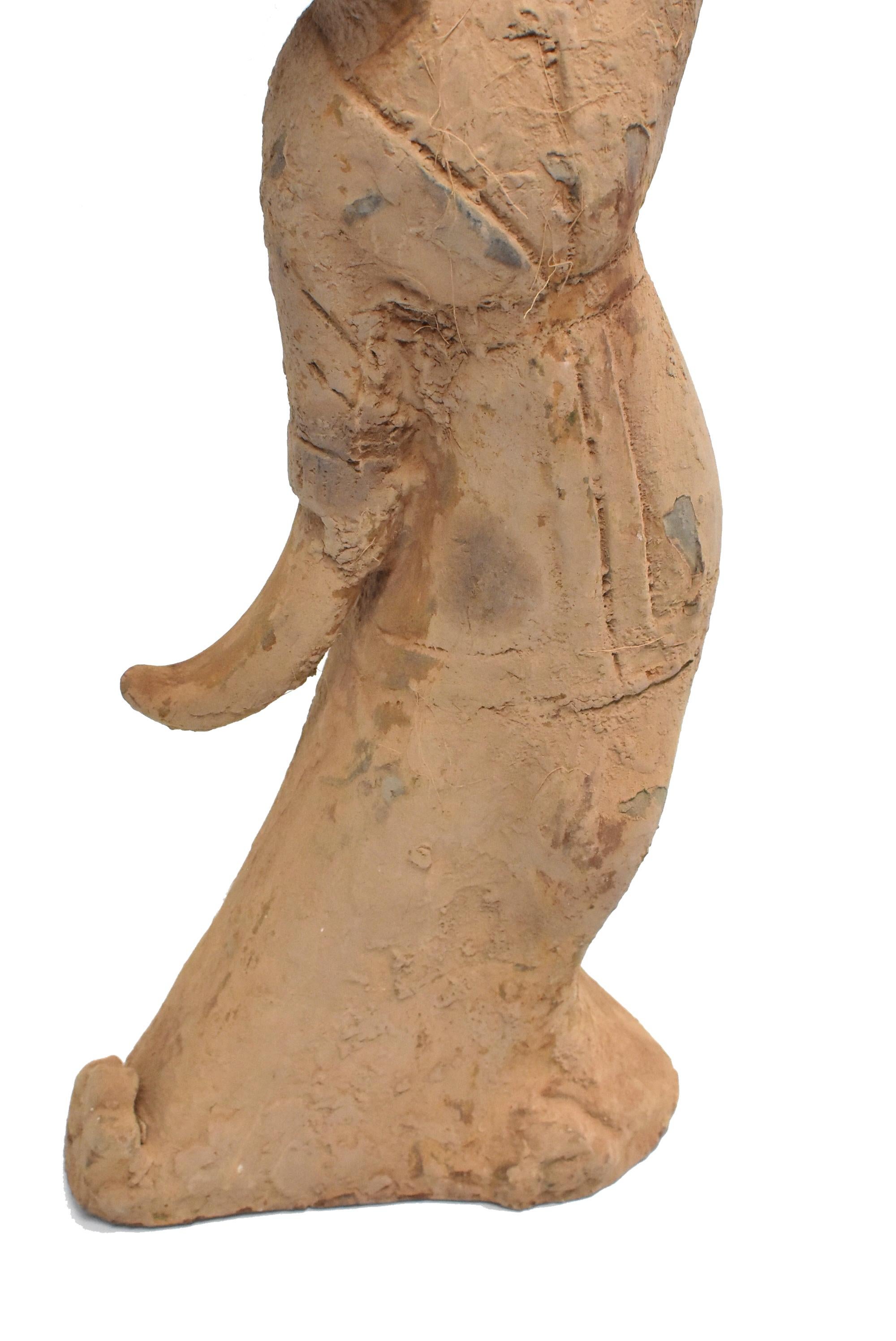 20th Century Large Terracotta Figure Dancer with Crown, Chinese Han Style