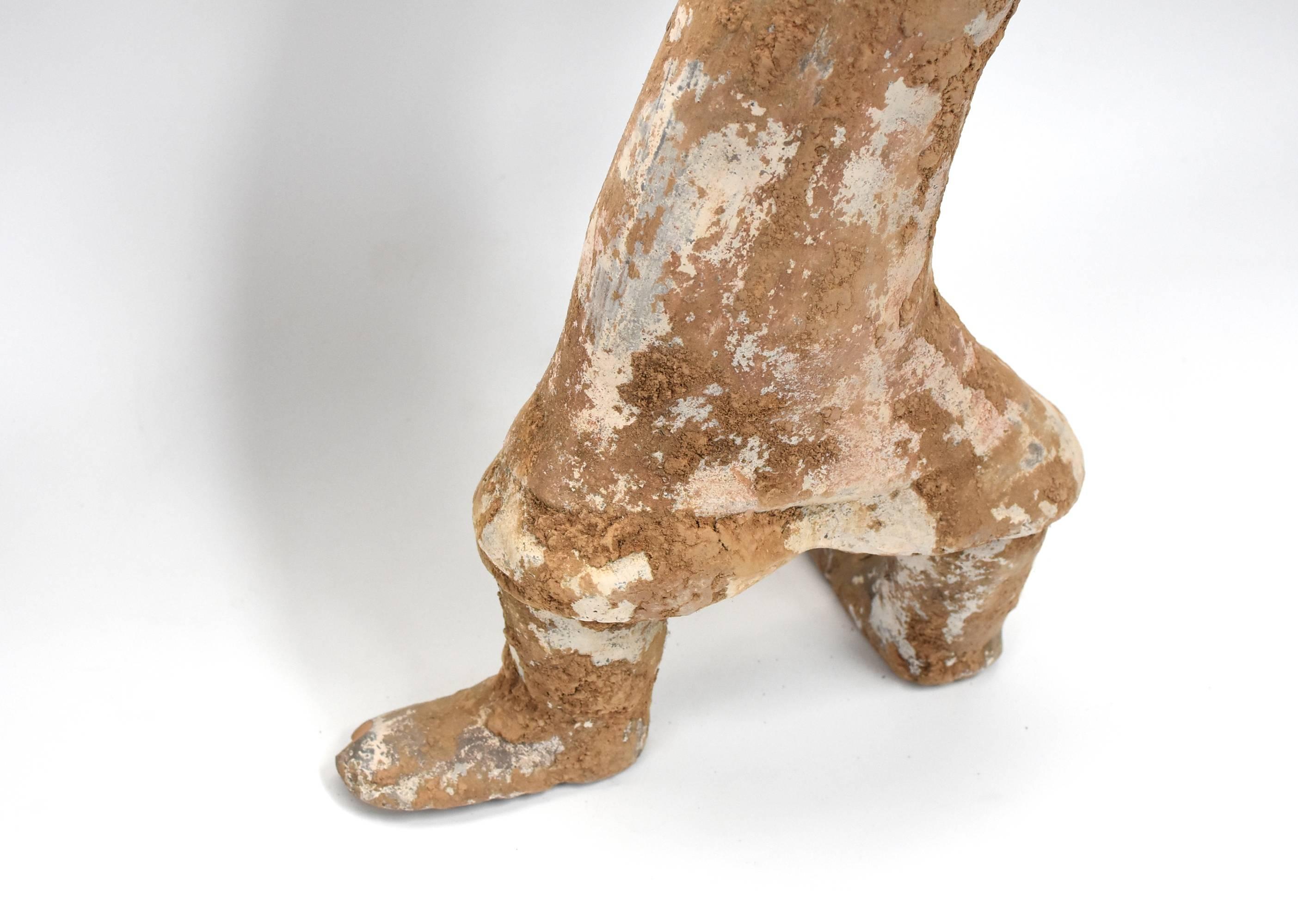 Large Pottery Figure Dancer, Han Style Terracotta Servant 8