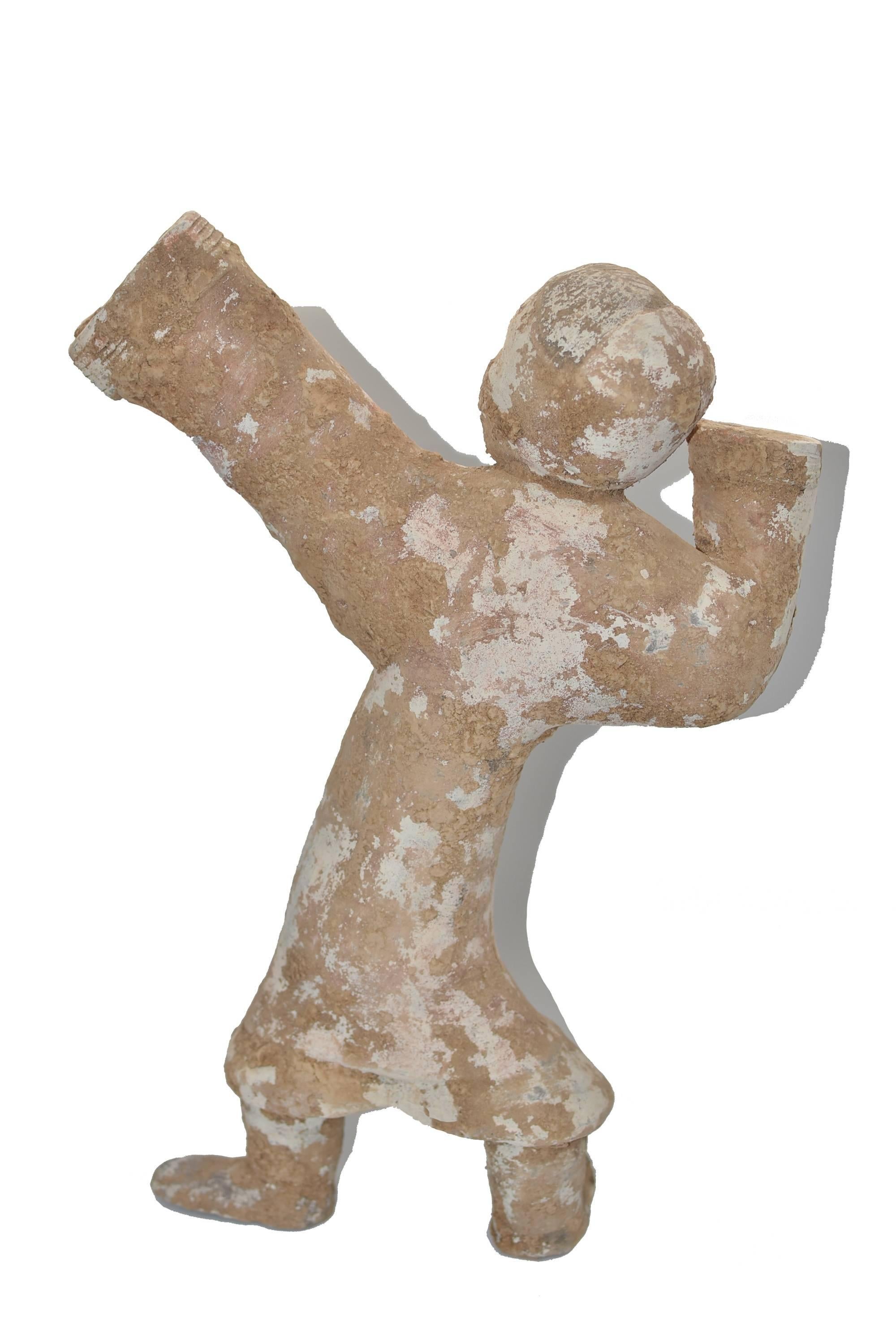 Chinese Large Pottery Figure Dancer, Han Style Terracotta Servant