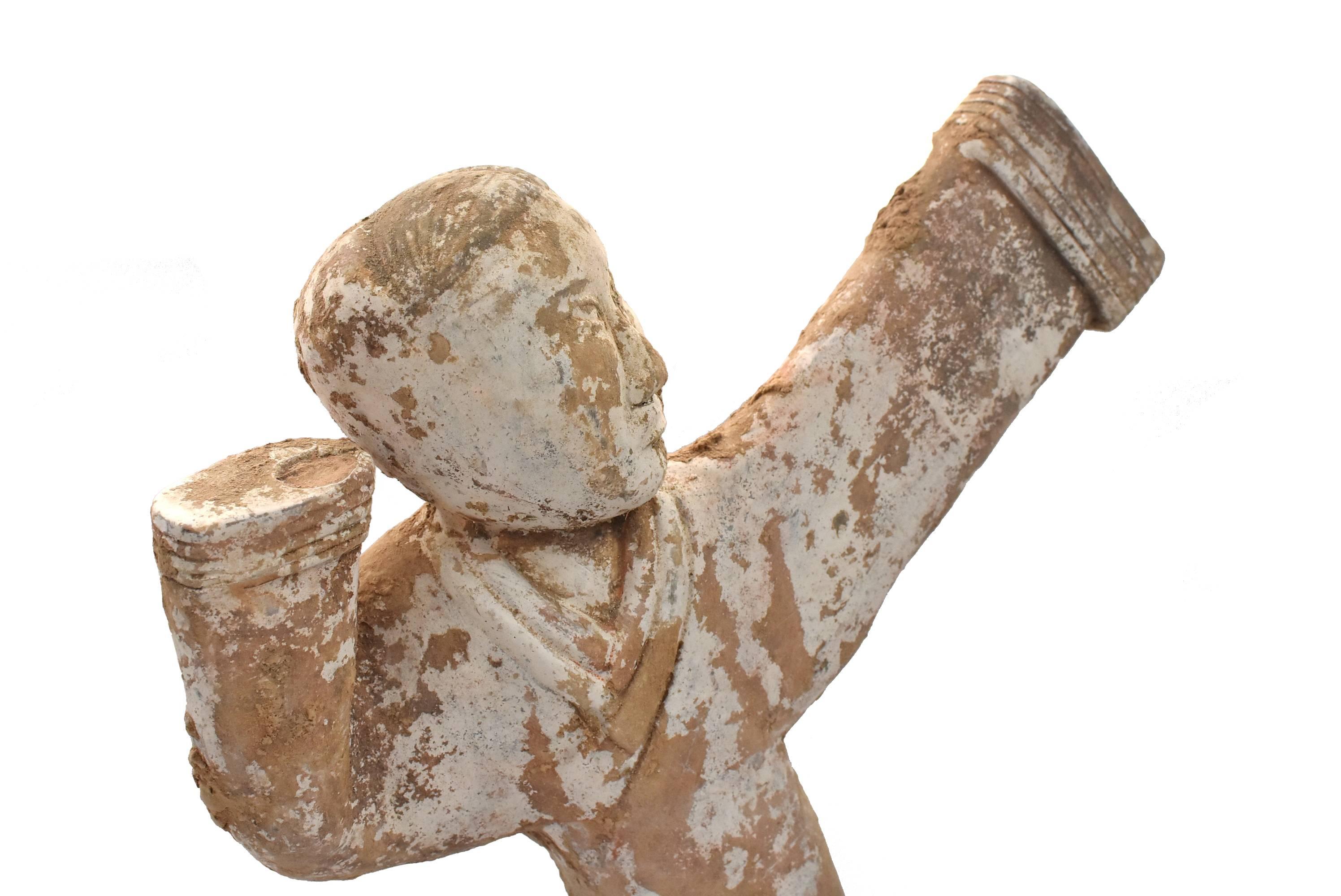 20th Century Large Pottery Figure Dancer, Han Style Terracotta Servant