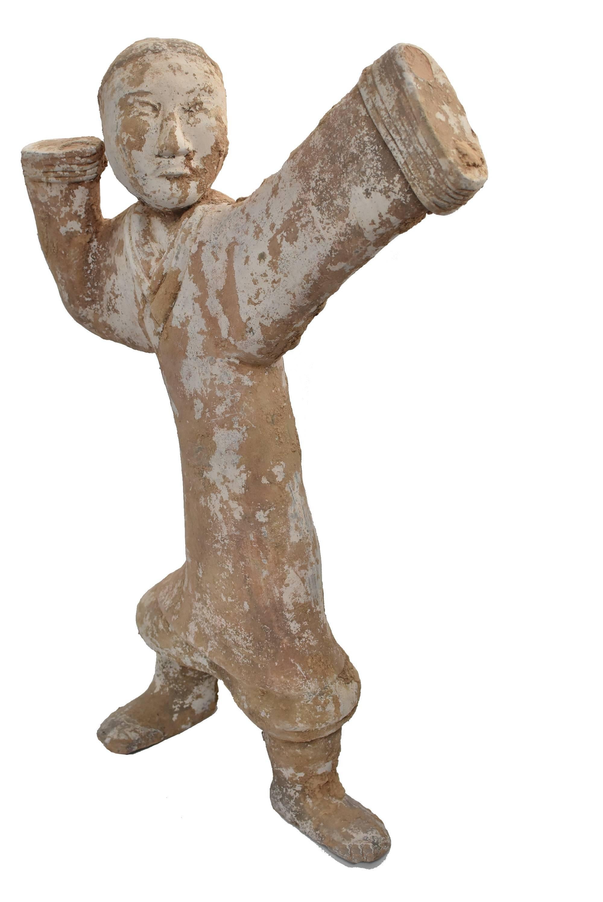 Large Pottery Figure Dancer, Han Style Terracotta Servant 1