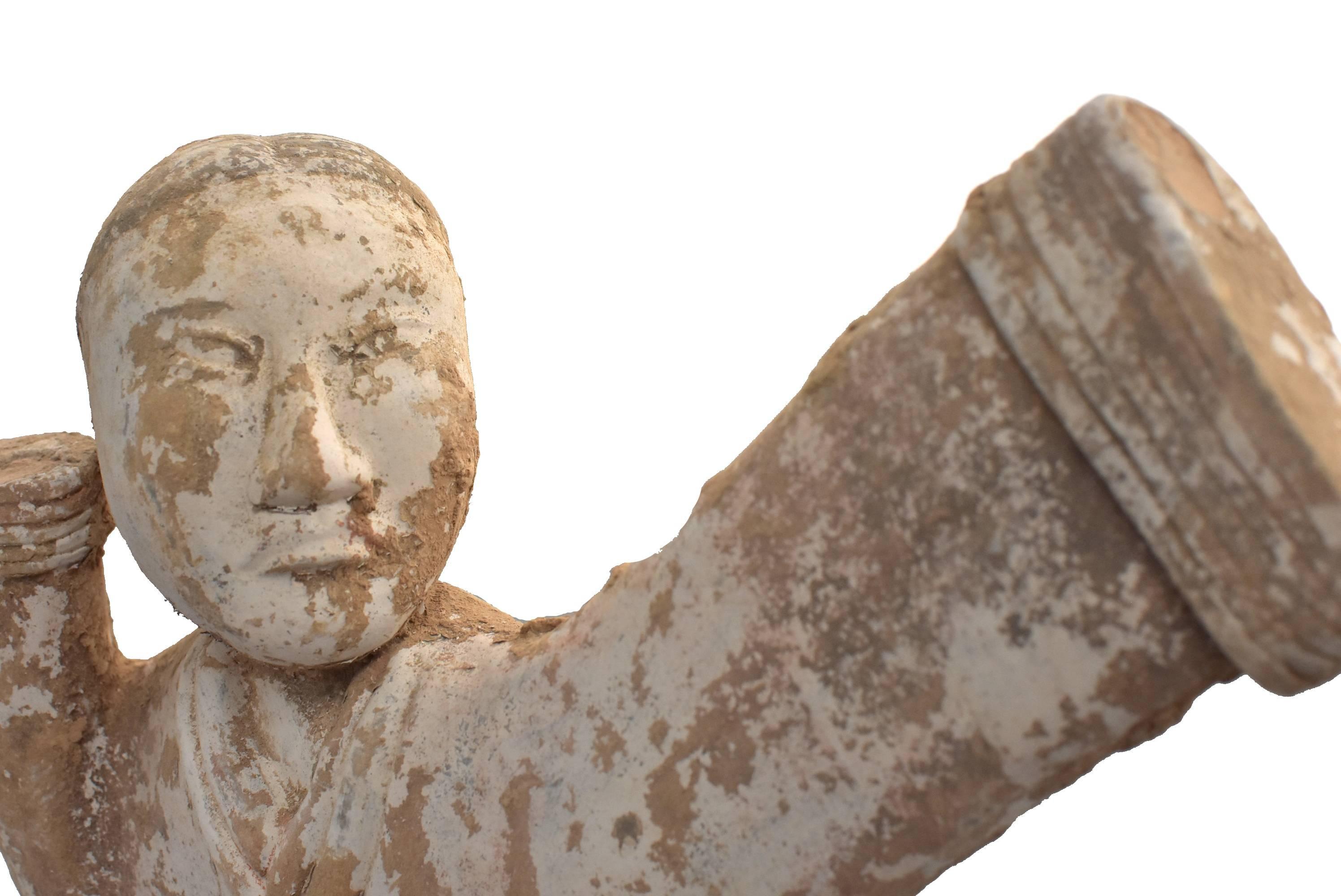 Large Pottery Figure Dancer, Han Style Terracotta Servant 2