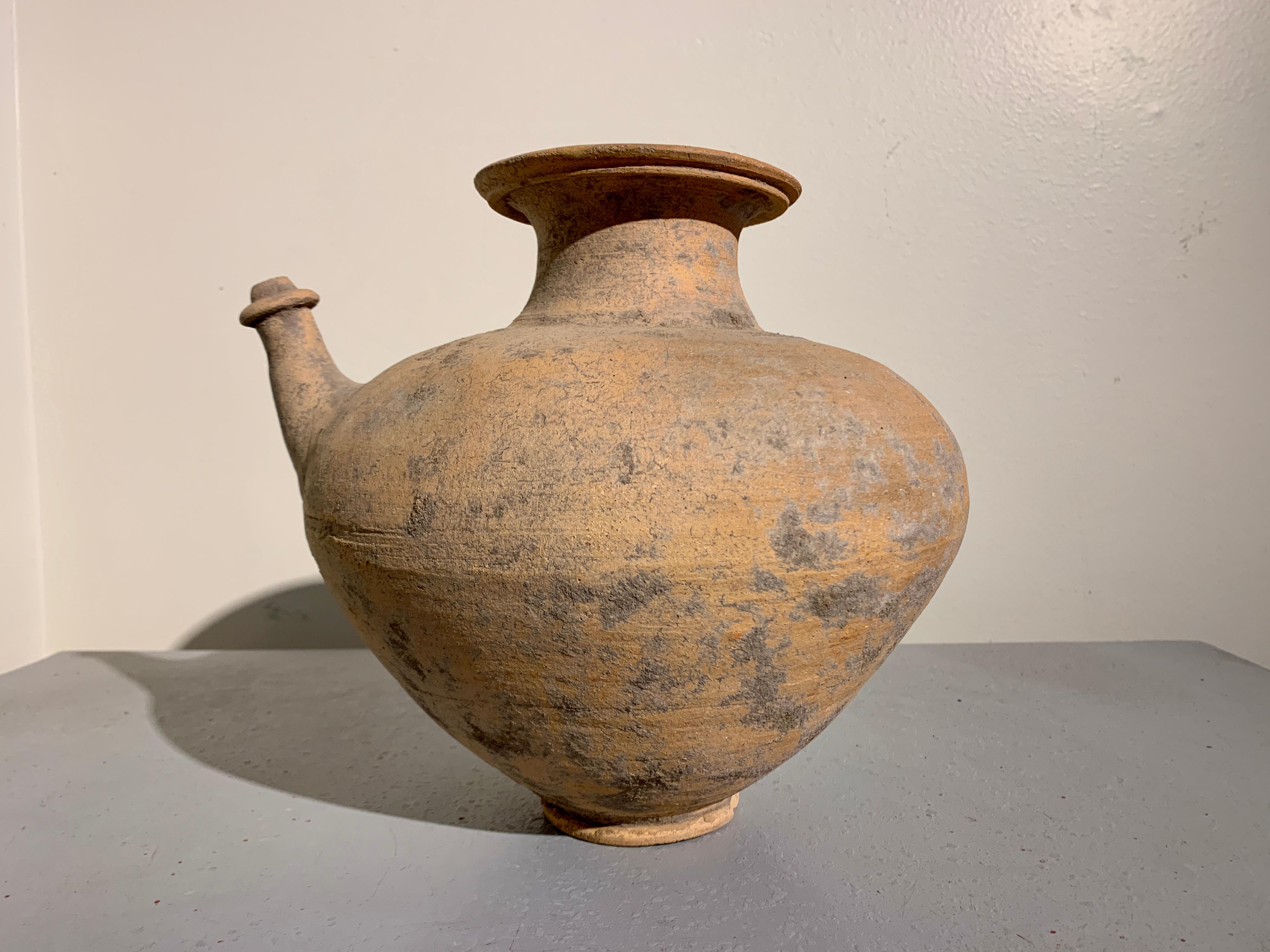 Fired Large Pottery Kendi, Mon Dvaravati Period, 6th - 10th Century, Thailand