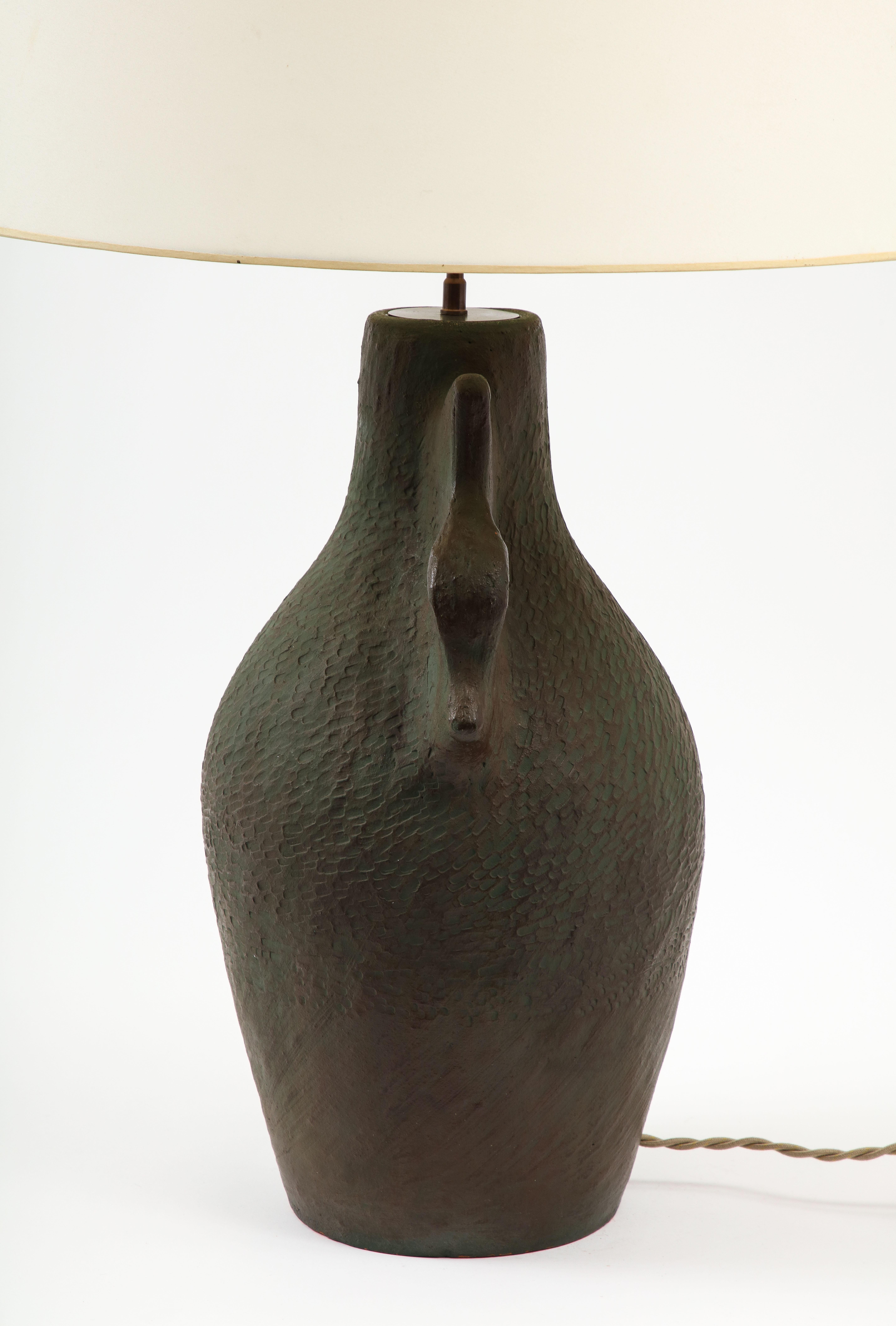 Mid-Century Modern Large Pottery Lamp. France 1960's For Sale