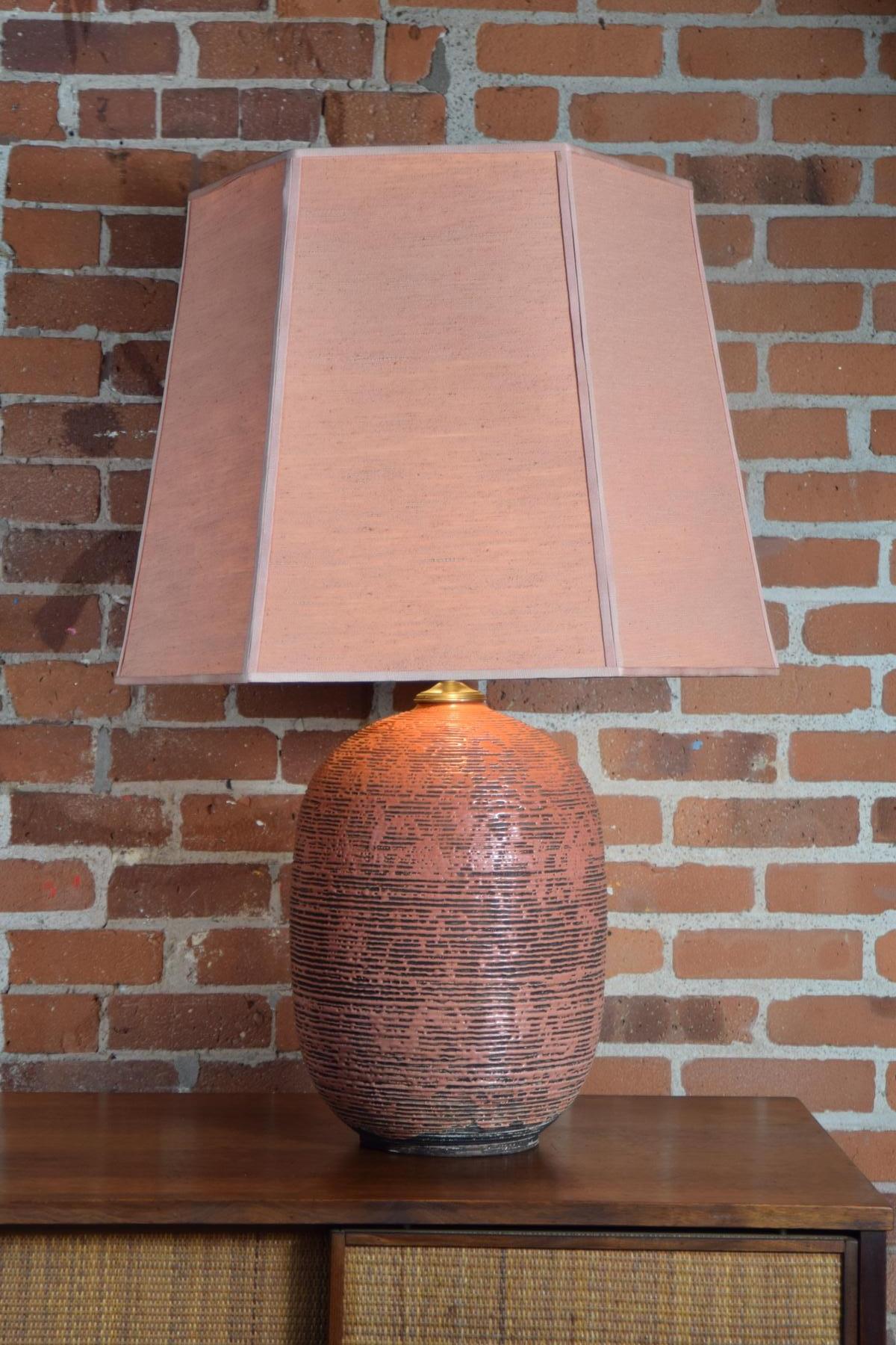 Earthenware Large Pottery Lamp from Paris in the Manner of Jean Besnard For Sale
